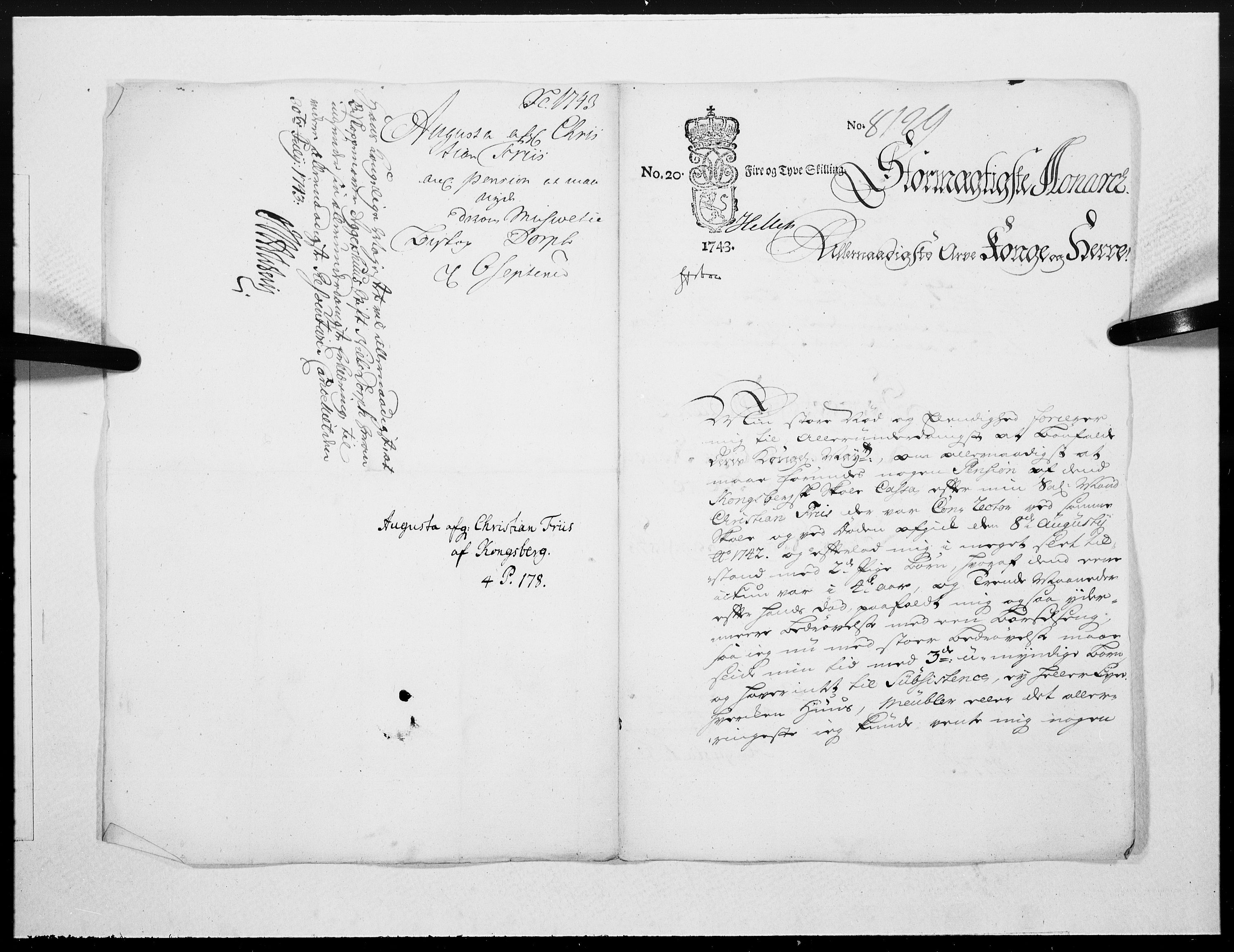 Danske Kanselli 1572-1799, RA/EA-3023/F/Fc/Fcc/Fcca/L0138: Norske innlegg 1572-1799, 1743, p. 120