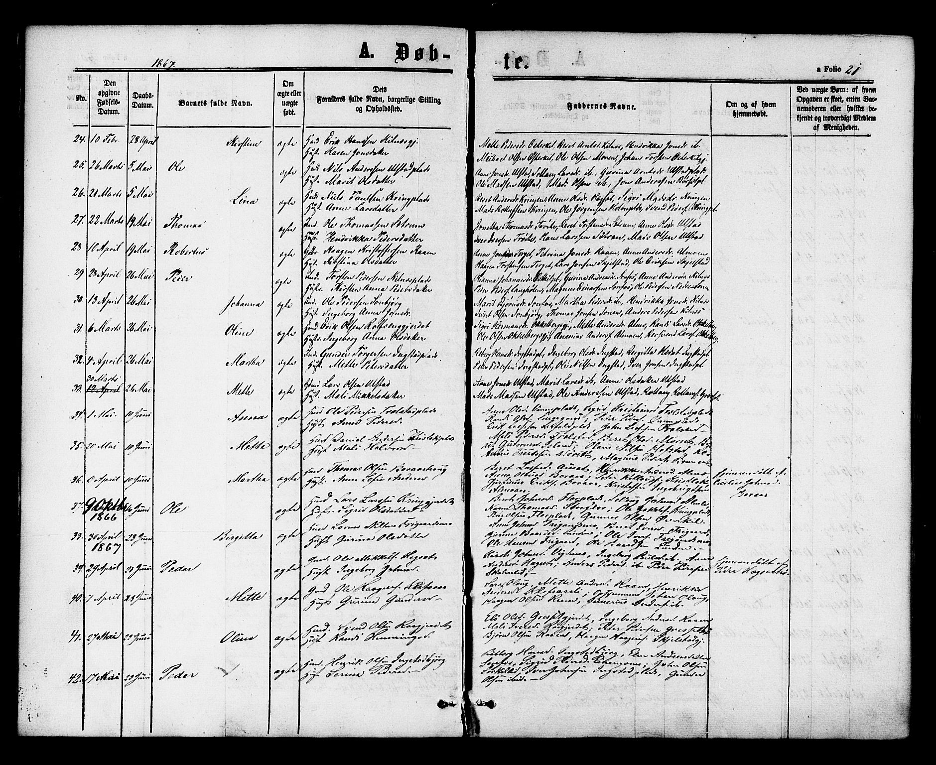 Ministerialprotokoller, klokkerbøker og fødselsregistre - Nord-Trøndelag, SAT/A-1458/703/L0029: Parish register (official) no. 703A02, 1863-1879, p. 21