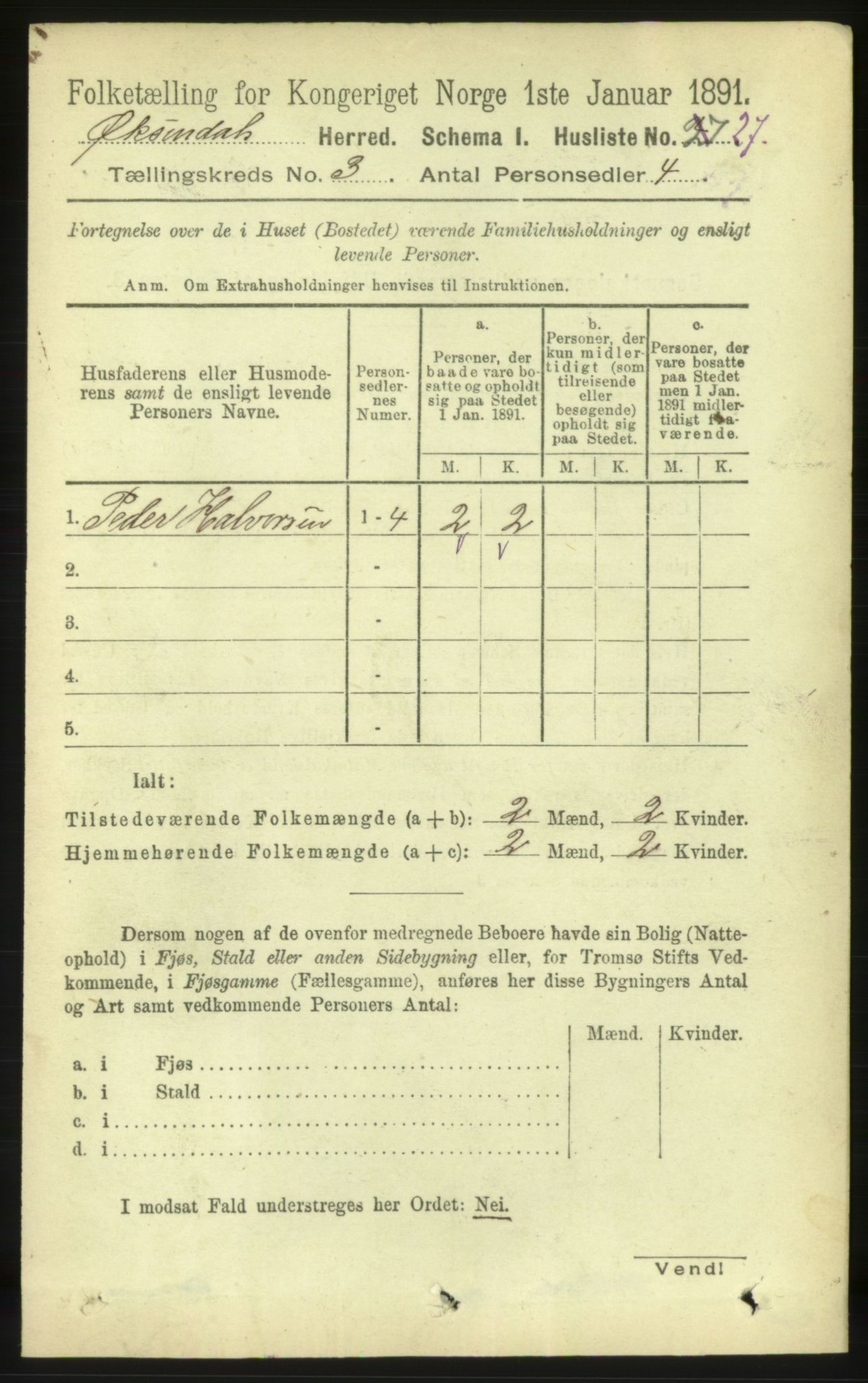 RA, 1891 census for 1561 Øksendal, 1891, p. 598