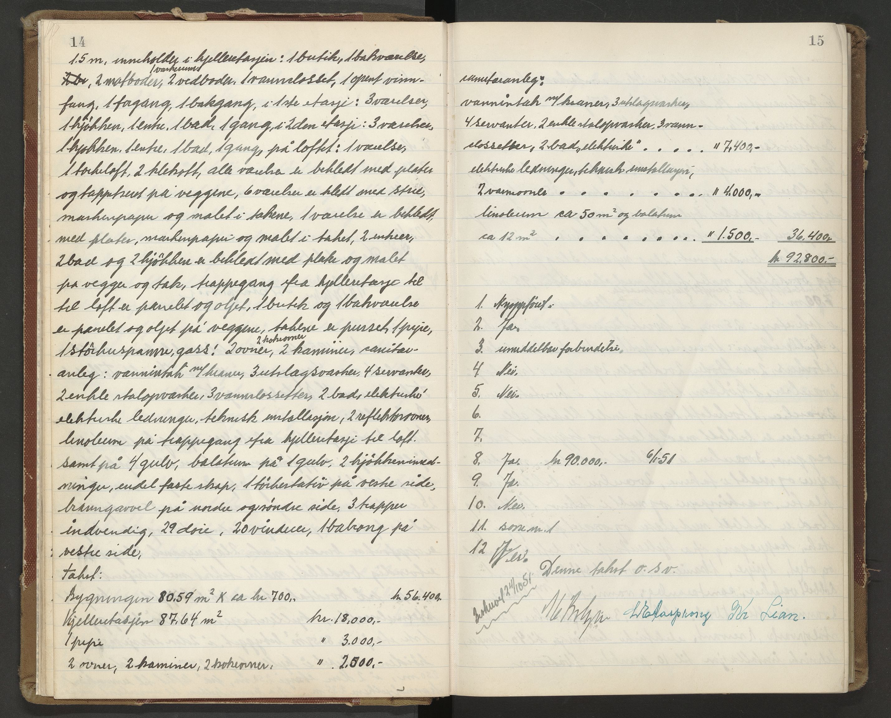 Norges Brannkasse Kristiansund, AV/SAT-A-4776/A/L0020: Branntakstprotokoll, 1951-1954, p. 14-15