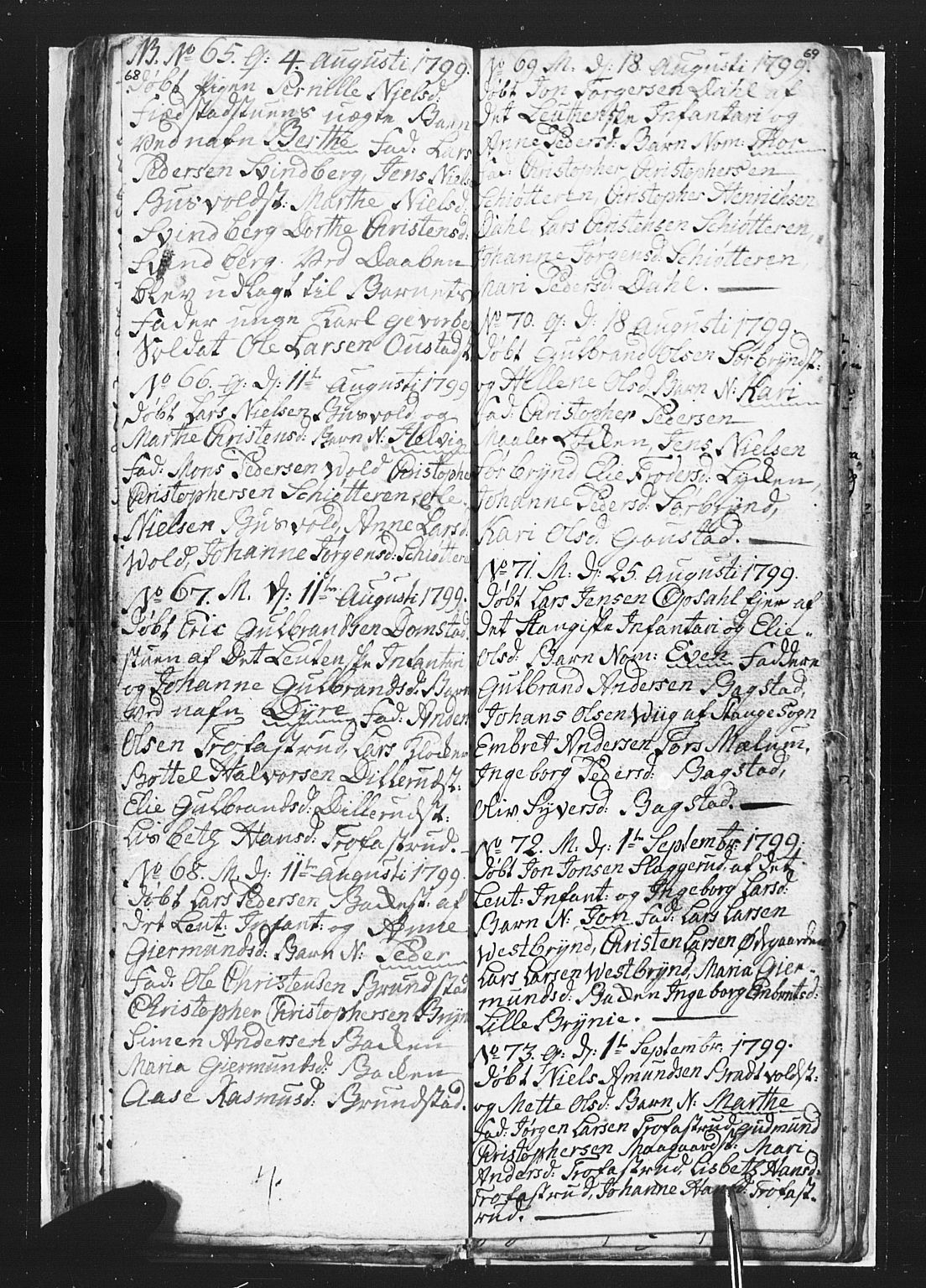 Romedal prestekontor, SAH/PREST-004/L/L0002: Parish register (copy) no. 2, 1795-1800, p. 68-69