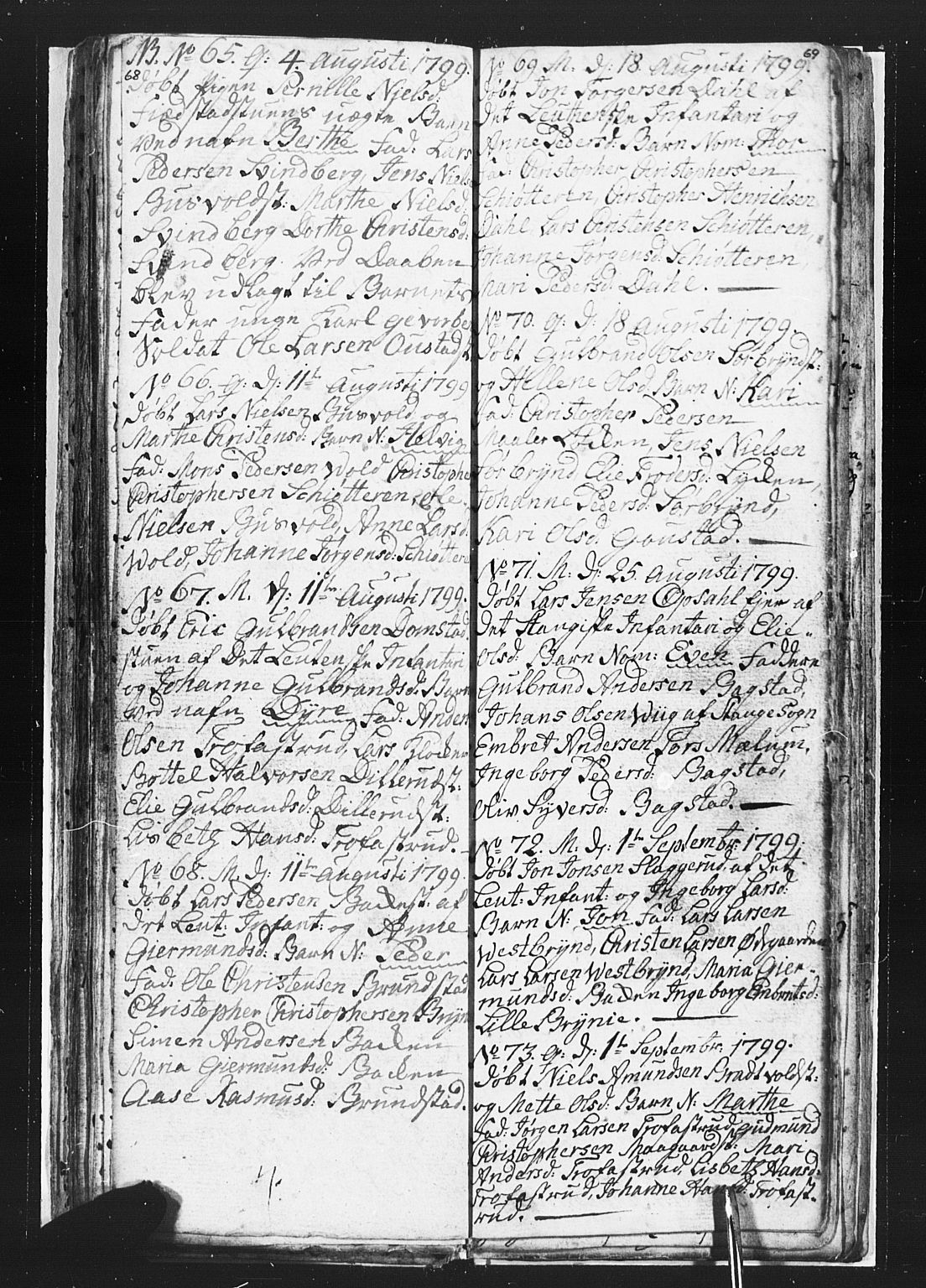 Romedal prestekontor, AV/SAH-PREST-004/L/L0002: Parish register (copy) no. 2, 1795-1800, p. 68-69