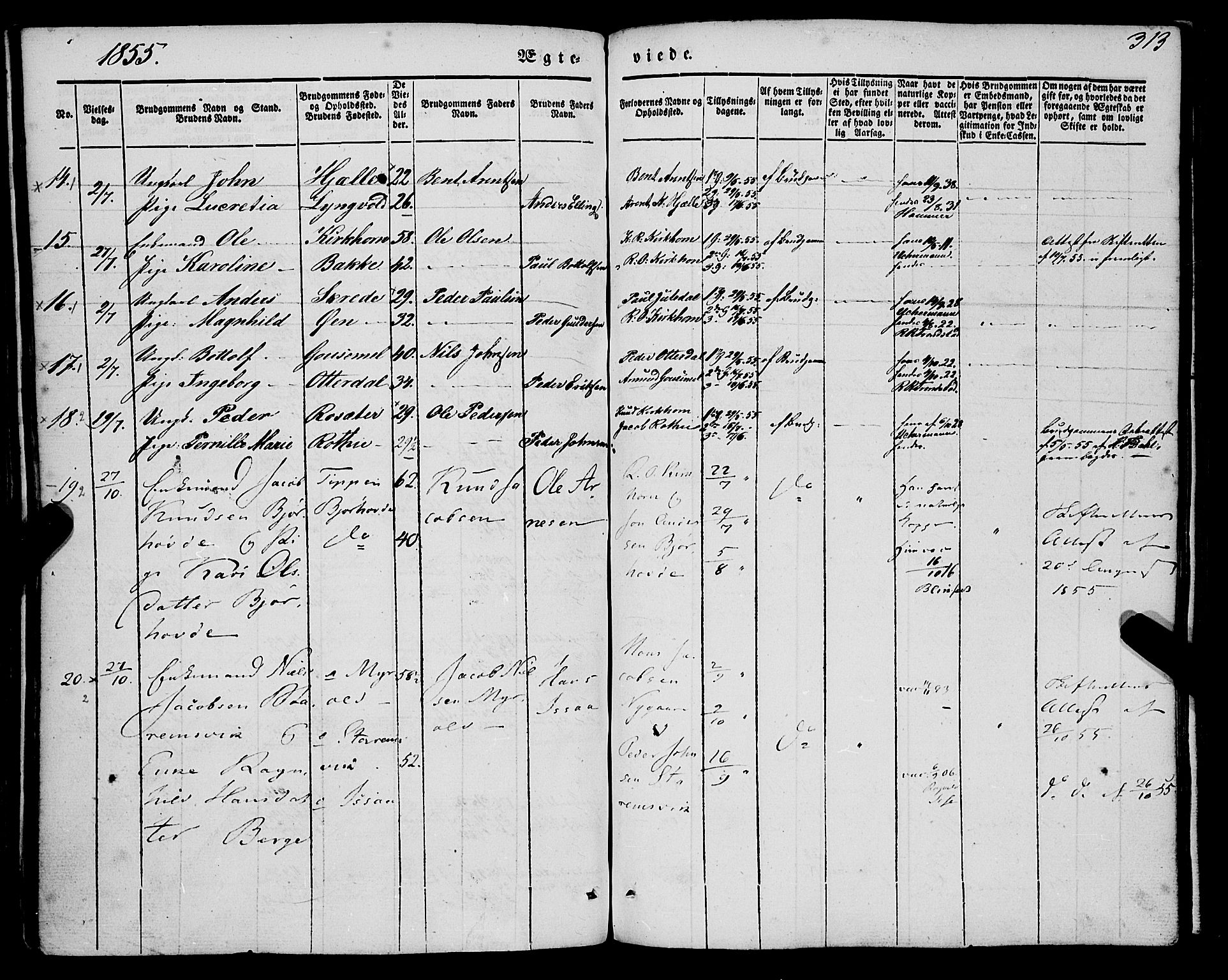 Eid sokneprestembete, AV/SAB-A-82301/H/Haa/Haaa/L0007: Parish register (official) no. A 7, 1844-1858, p. 313