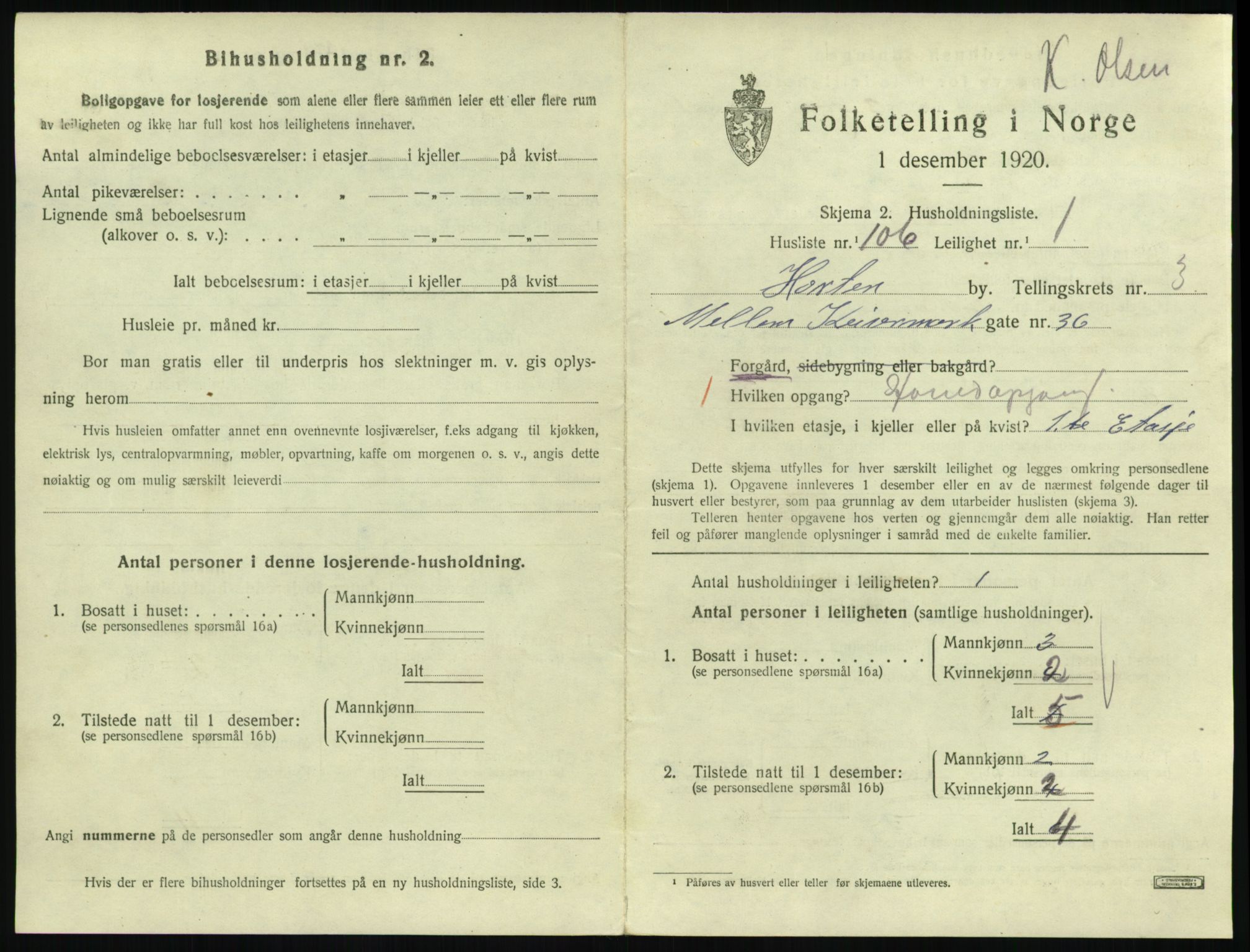 SAKO, 1920 census for Horten, 1920, p. 4487