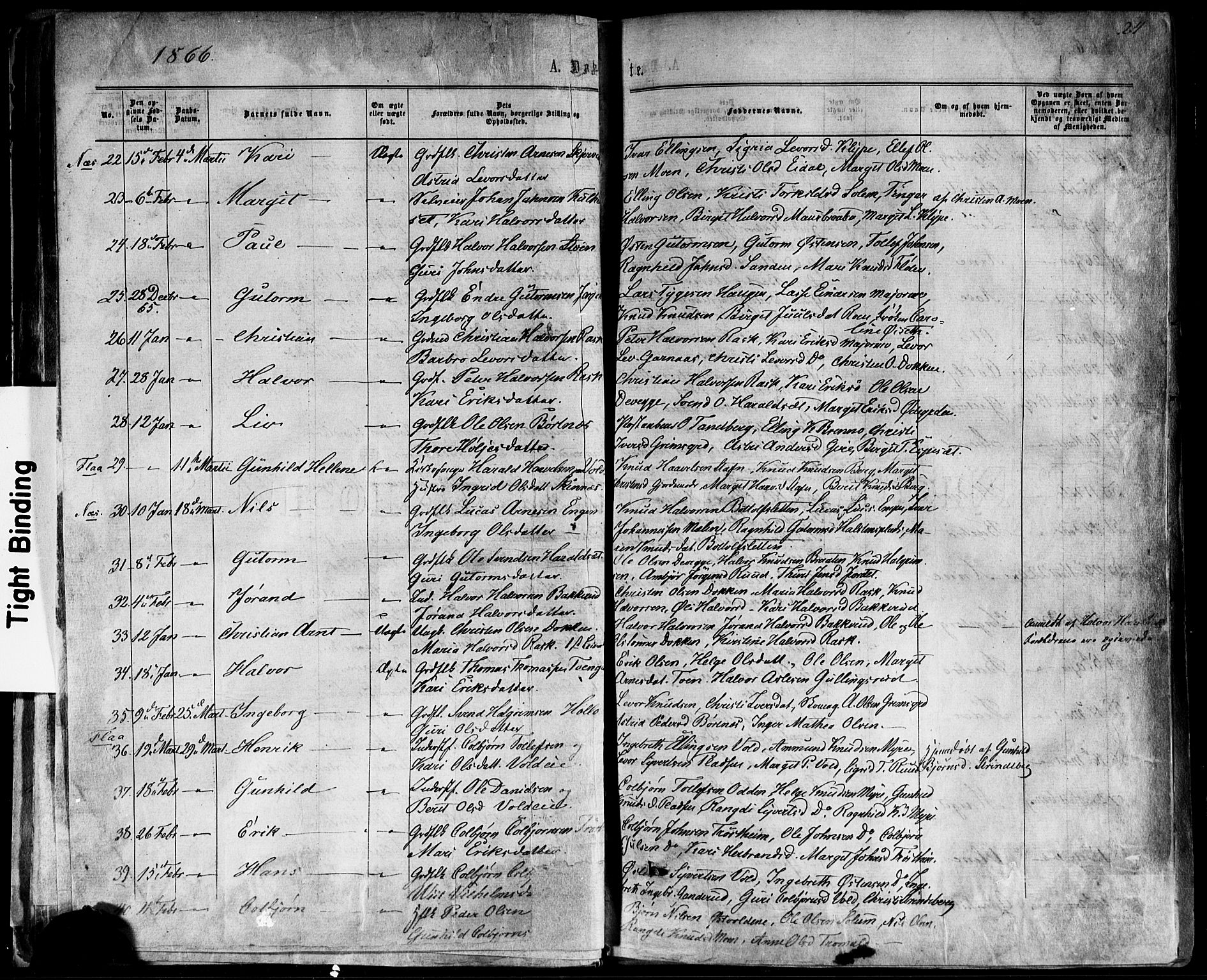 Nes kirkebøker, AV/SAKO-A-236/F/Fa/L0010: Parish register (official) no. 10, 1864-1880, p. 24