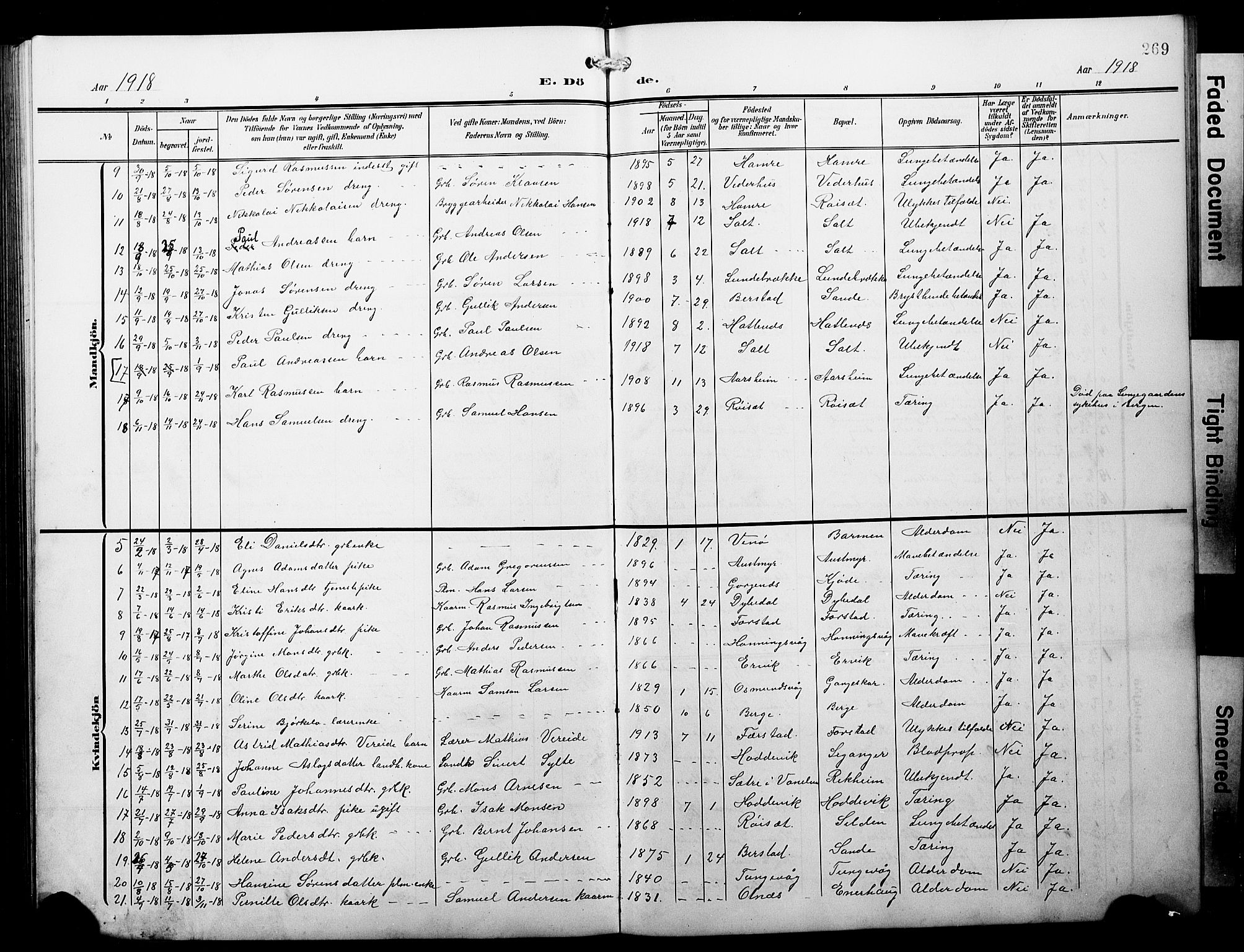 Selje sokneprestembete, AV/SAB-A-99938/H/Ha/Hab/Habb: Parish register (copy) no. B 1, 1905-1923, p. 269