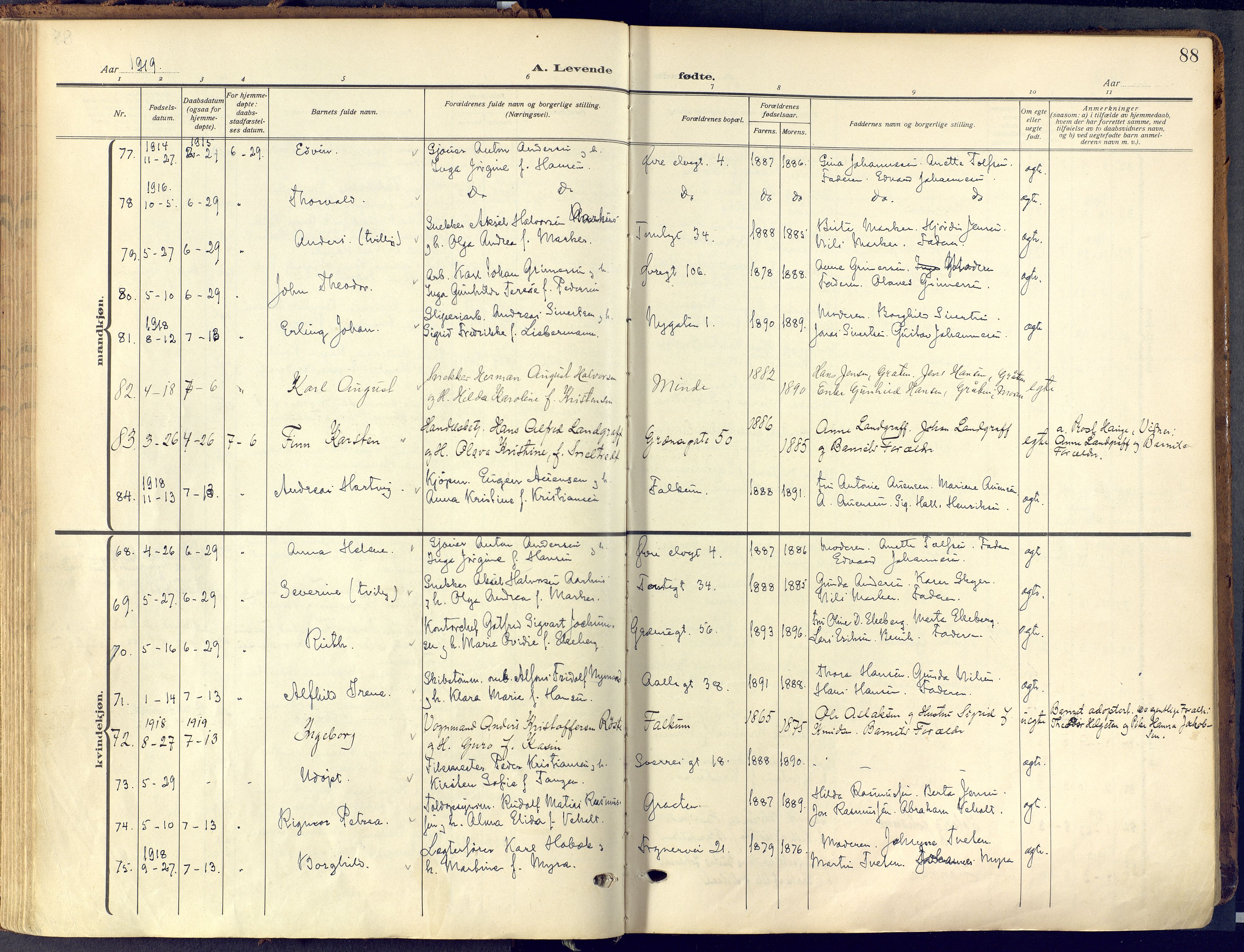 Skien kirkebøker, SAKO/A-302/F/Fa/L0013: Parish register (official) no. 13, 1915-1921, p. 88
