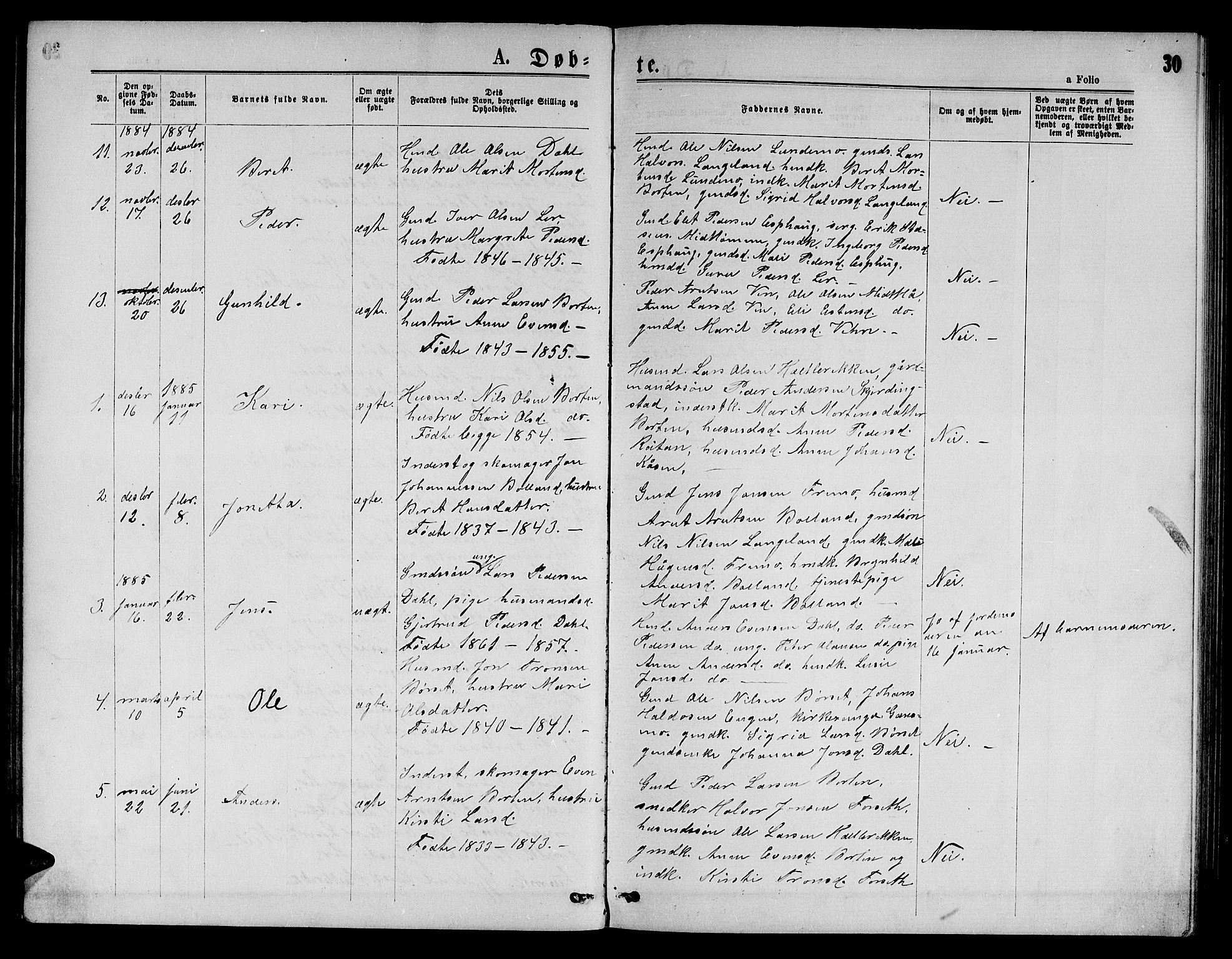 Ministerialprotokoller, klokkerbøker og fødselsregistre - Sør-Trøndelag, AV/SAT-A-1456/693/L1122: Parish register (copy) no. 693C03, 1870-1886, p. 30