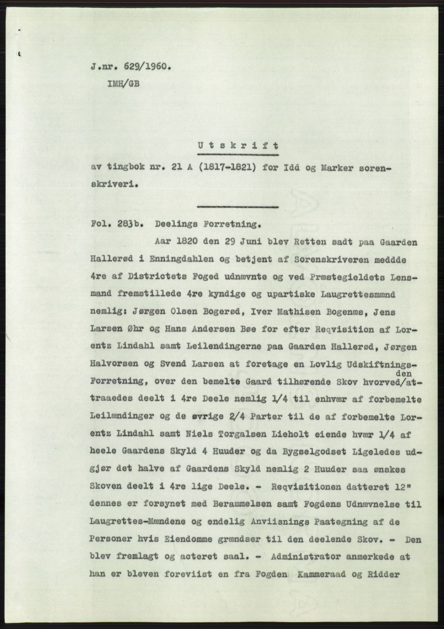 Statsarkivet i Oslo, AV/SAO-A-10621/Z/Zd/L0011: Avskrifter, j.nr 4-798/1960, 1960, p. 372