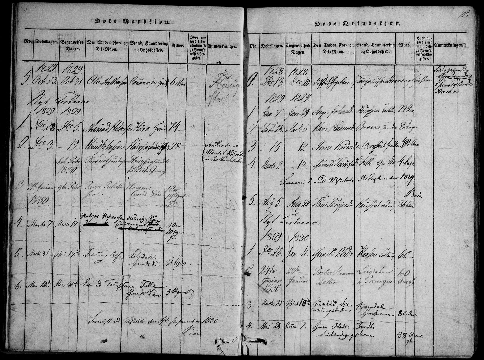 Nissedal kirkebøker, SAKO/A-288/F/Fb/L0001: Parish register (official) no. II 1, 1814-1845, p. 105