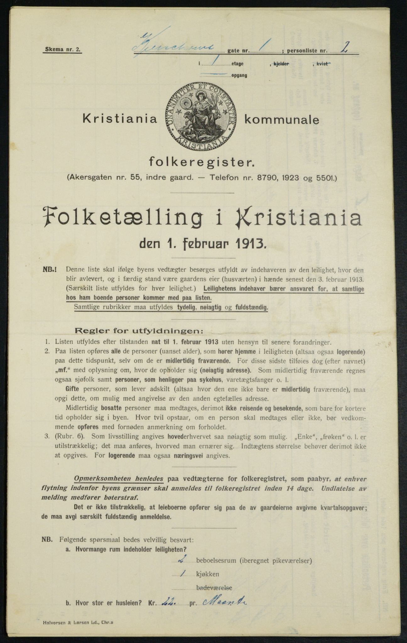 OBA, Municipal Census 1913 for Kristiania, 1913, p. 49166