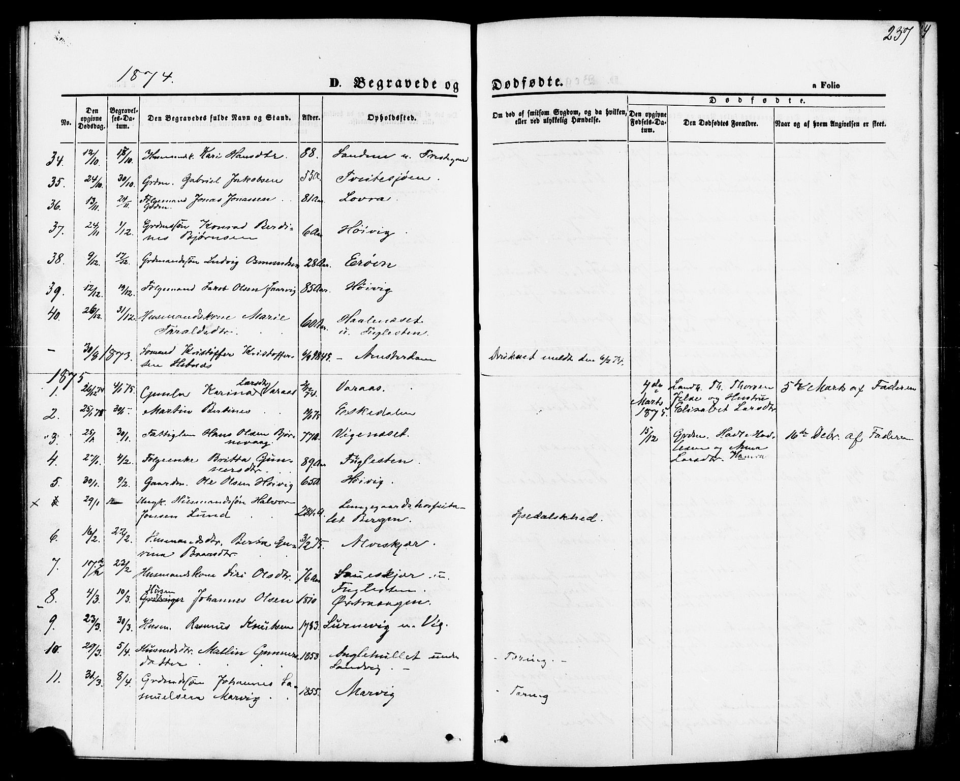 Jelsa sokneprestkontor, AV/SAST-A-101842/01/IV: Parish register (official) no. A 8, 1867-1883, p. 237