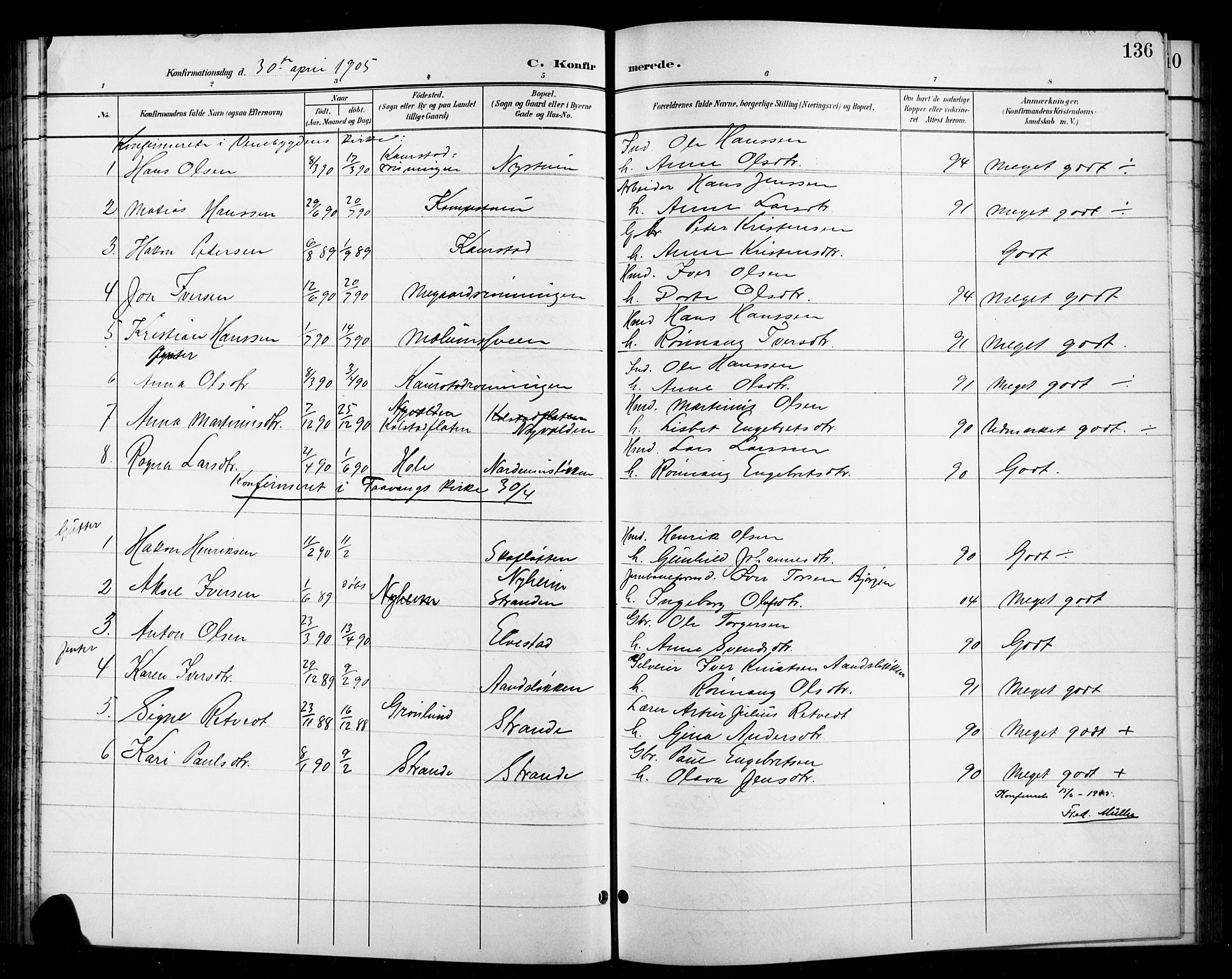 Ringebu prestekontor, SAH/PREST-082/H/Ha/Hab/L0009: Parish register (copy) no. 9, 1899-1921, p. 136