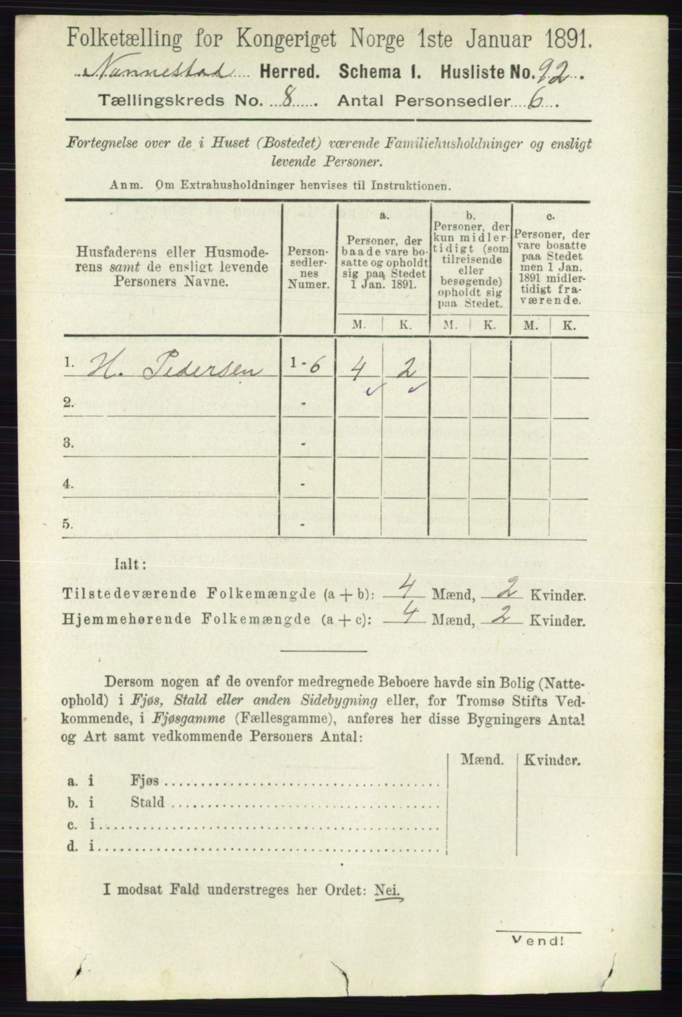 RA, 1891 census for 0238 Nannestad, 1891, p. 4424
