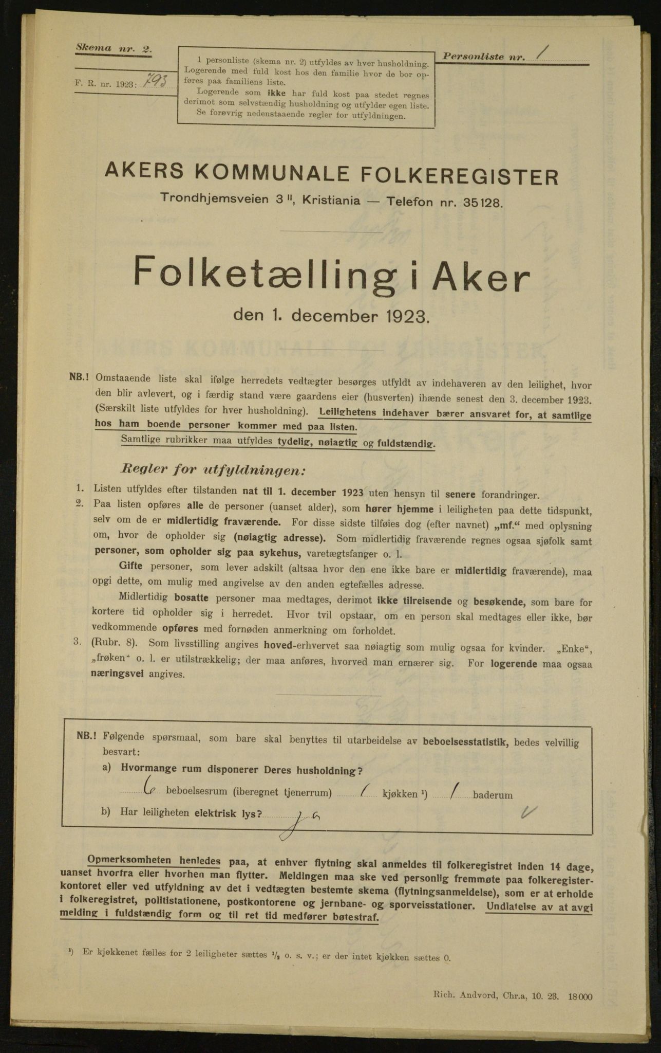 , Municipal Census 1923 for Aker, 1923, p. 4840