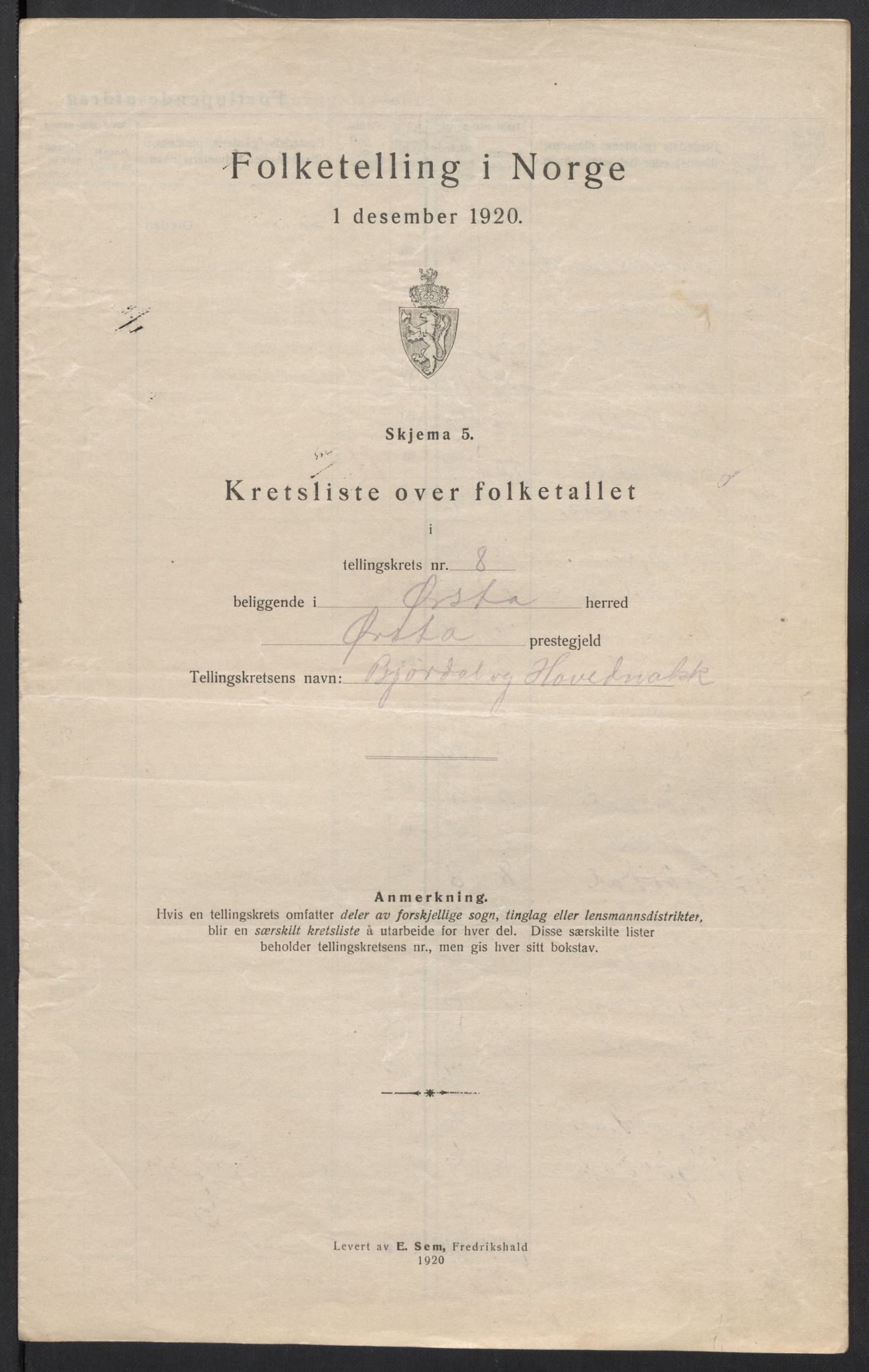 SAT, 1920 census for Ørsta, 1920, p. 27