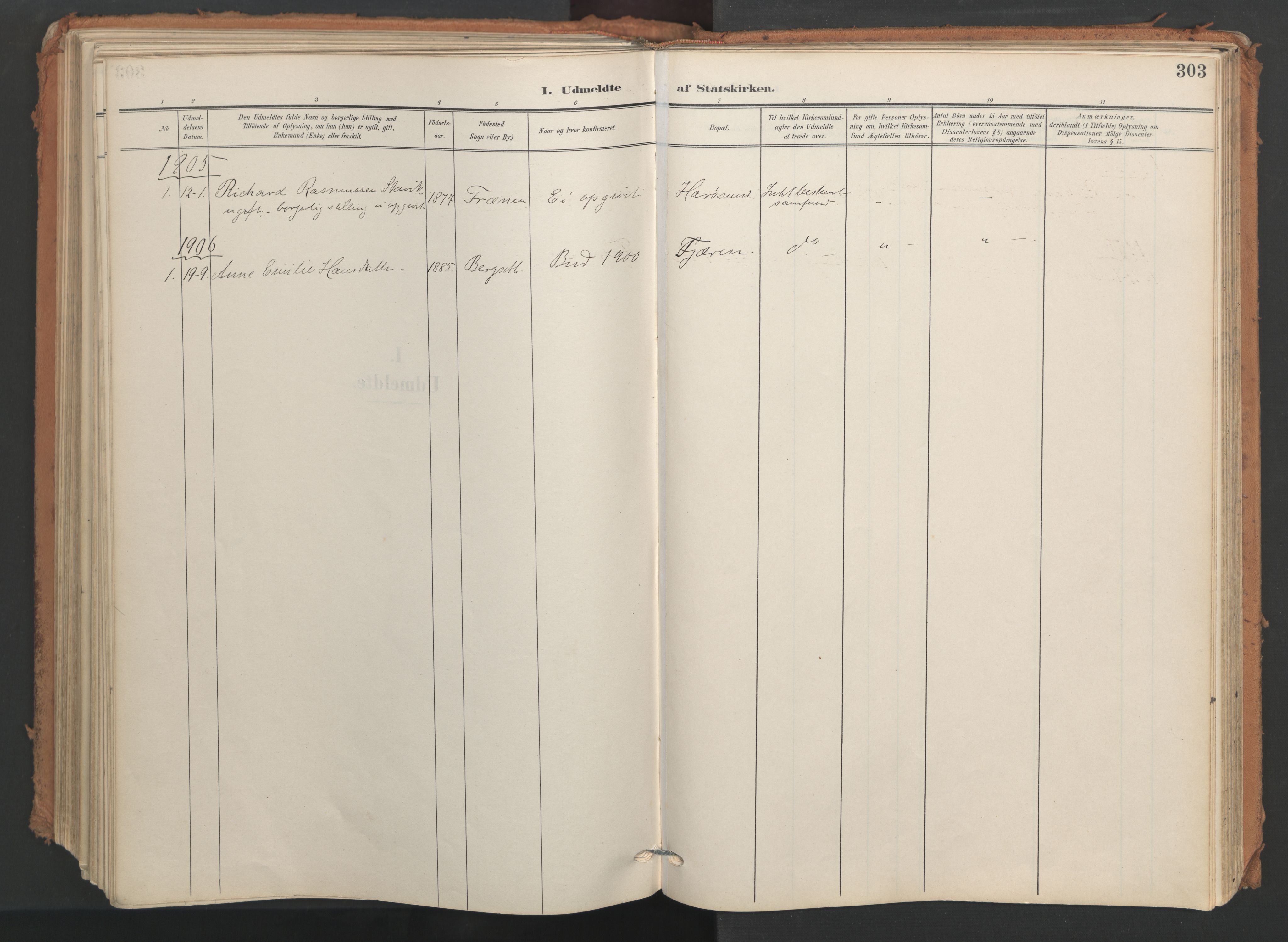 Ministerialprotokoller, klokkerbøker og fødselsregistre - Møre og Romsdal, SAT/A-1454/566/L0771: Parish register (official) no. 566A10, 1904-1929, p. 303