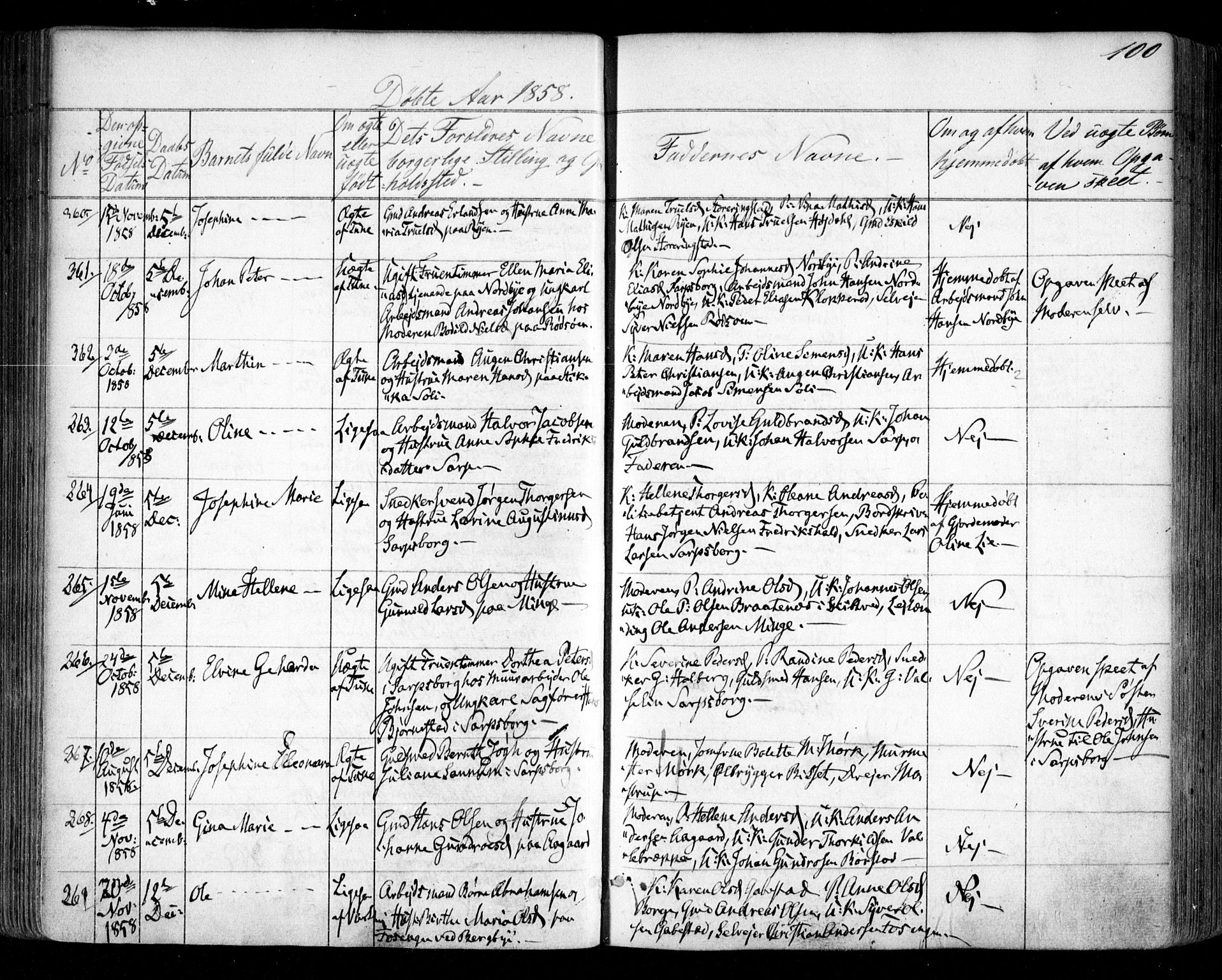 Tune prestekontor Kirkebøker, AV/SAO-A-2007/F/Fa/L0012: Parish register (official) no. 12, 1856-1859, p. 100