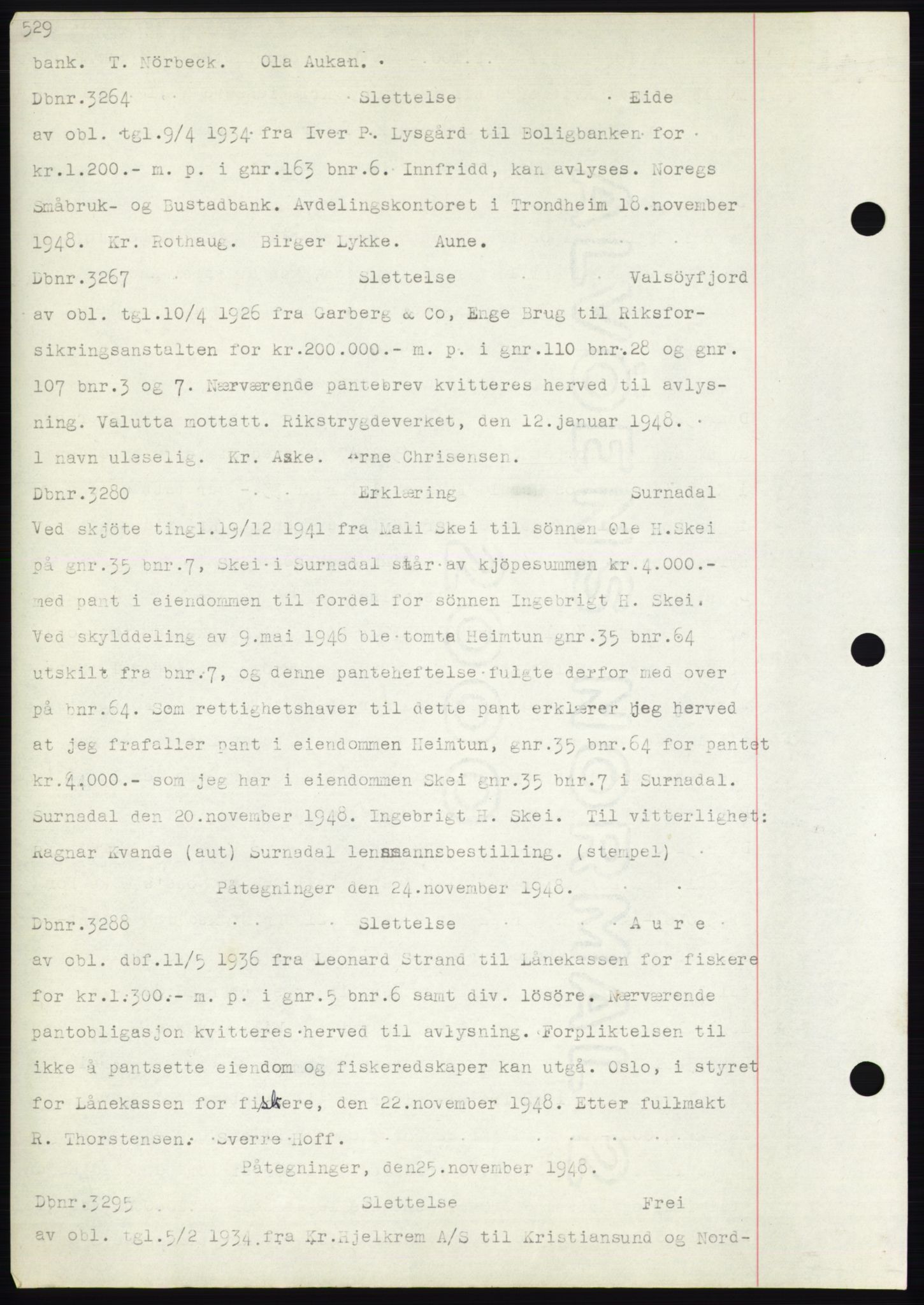 Nordmøre sorenskriveri, SAT/A-4132/1/2/2Ca: Mortgage book no. C82b, 1946-1951, Diary no: : 3264/1948
