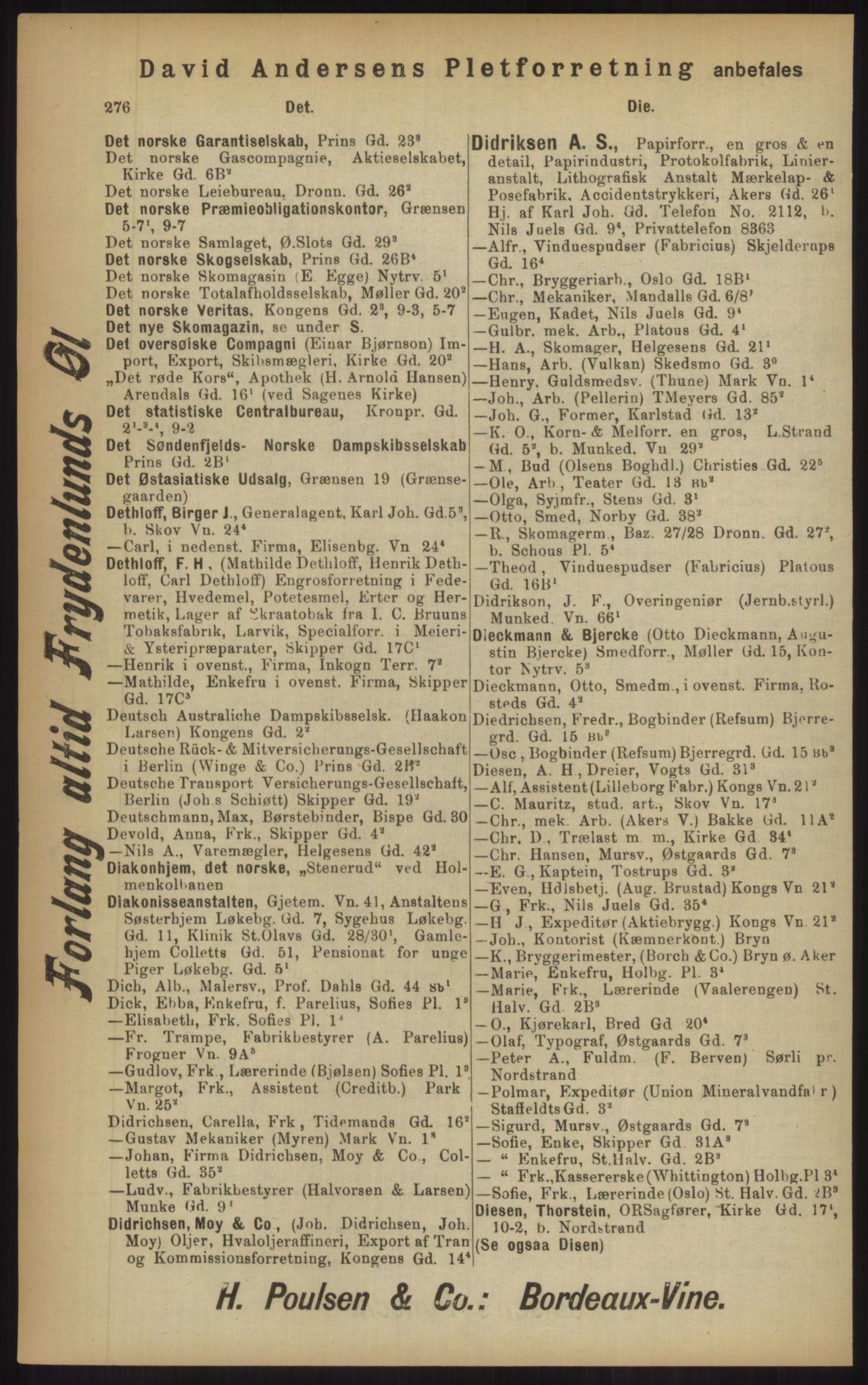 Kristiania/Oslo adressebok, PUBL/-, 1902, p. 276