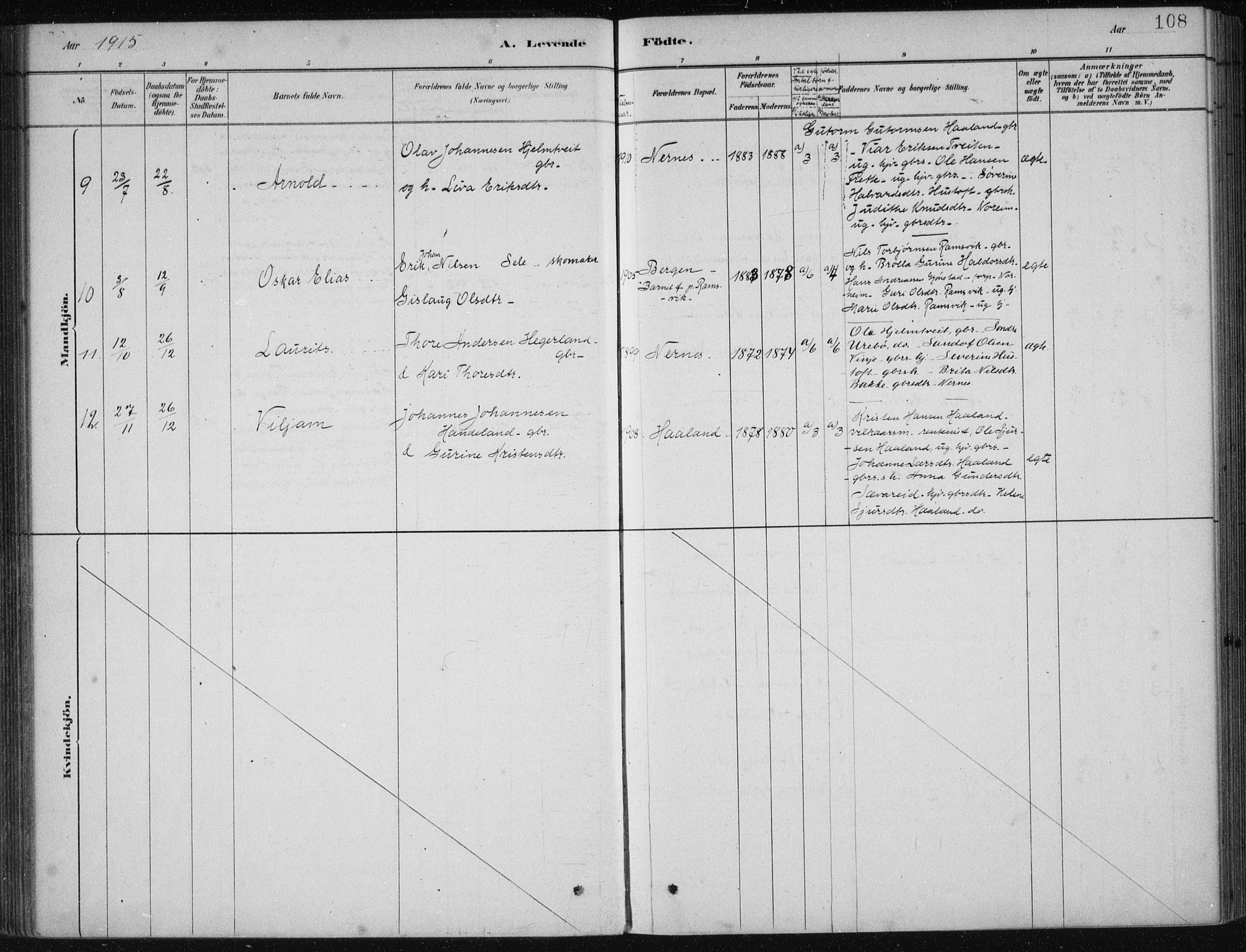 Etne sokneprestembete, SAB/A-75001/H/Haa: Parish register (official) no. D  1, 1879-1919, p. 108