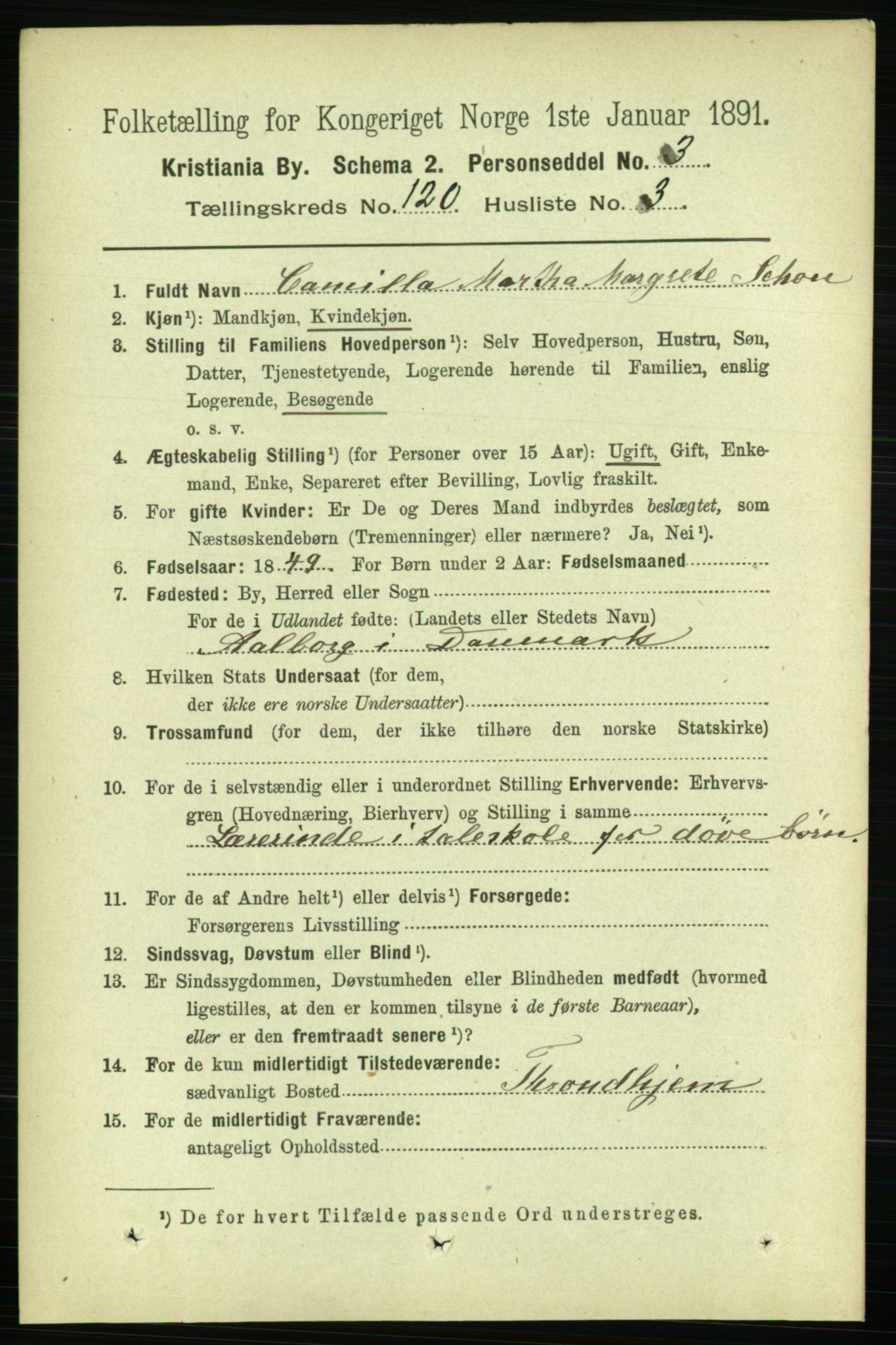 RA, 1891 census for 0301 Kristiania, 1891, p. 64005