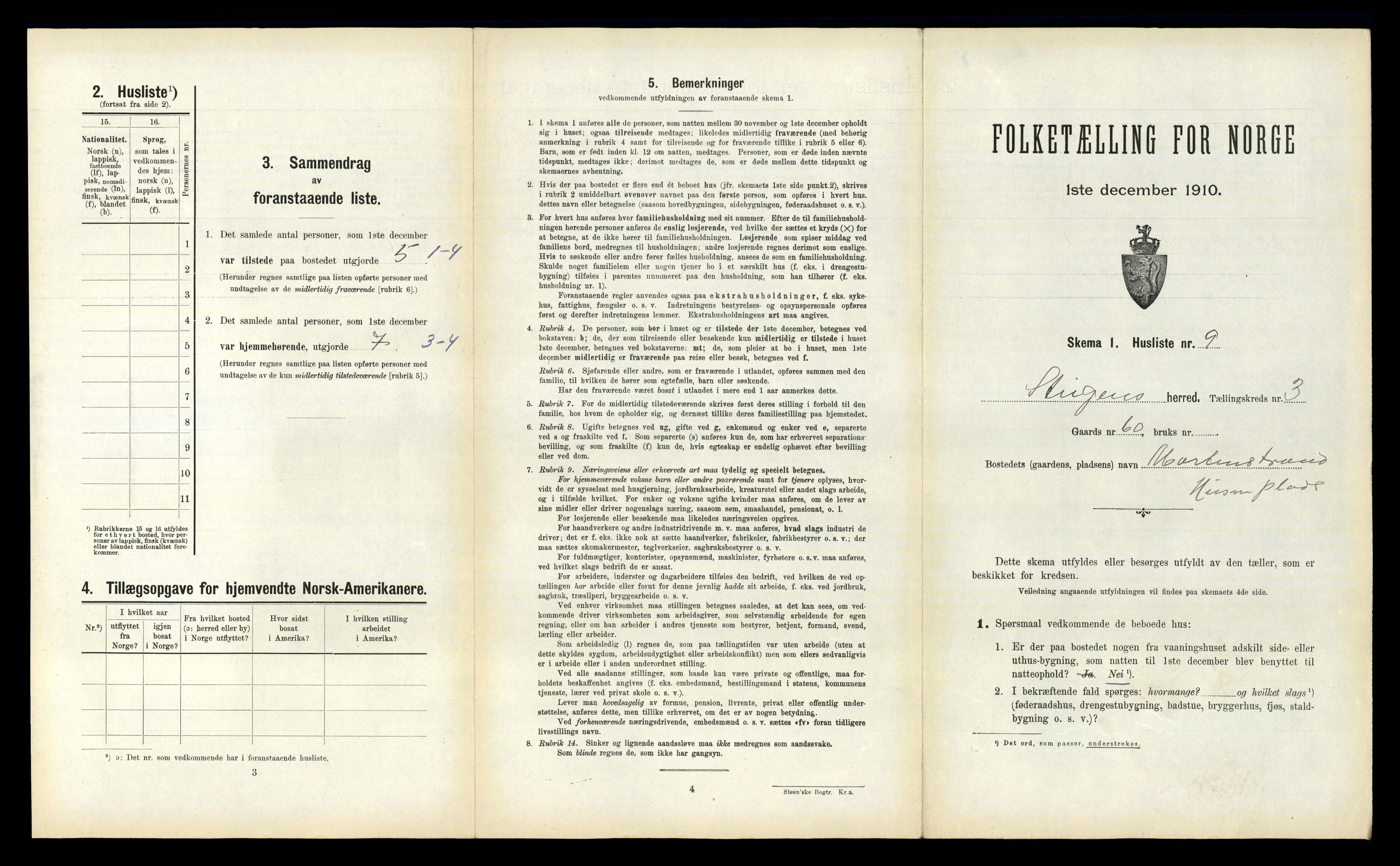 RA, 1910 census for Steigen, 1910, p. 211