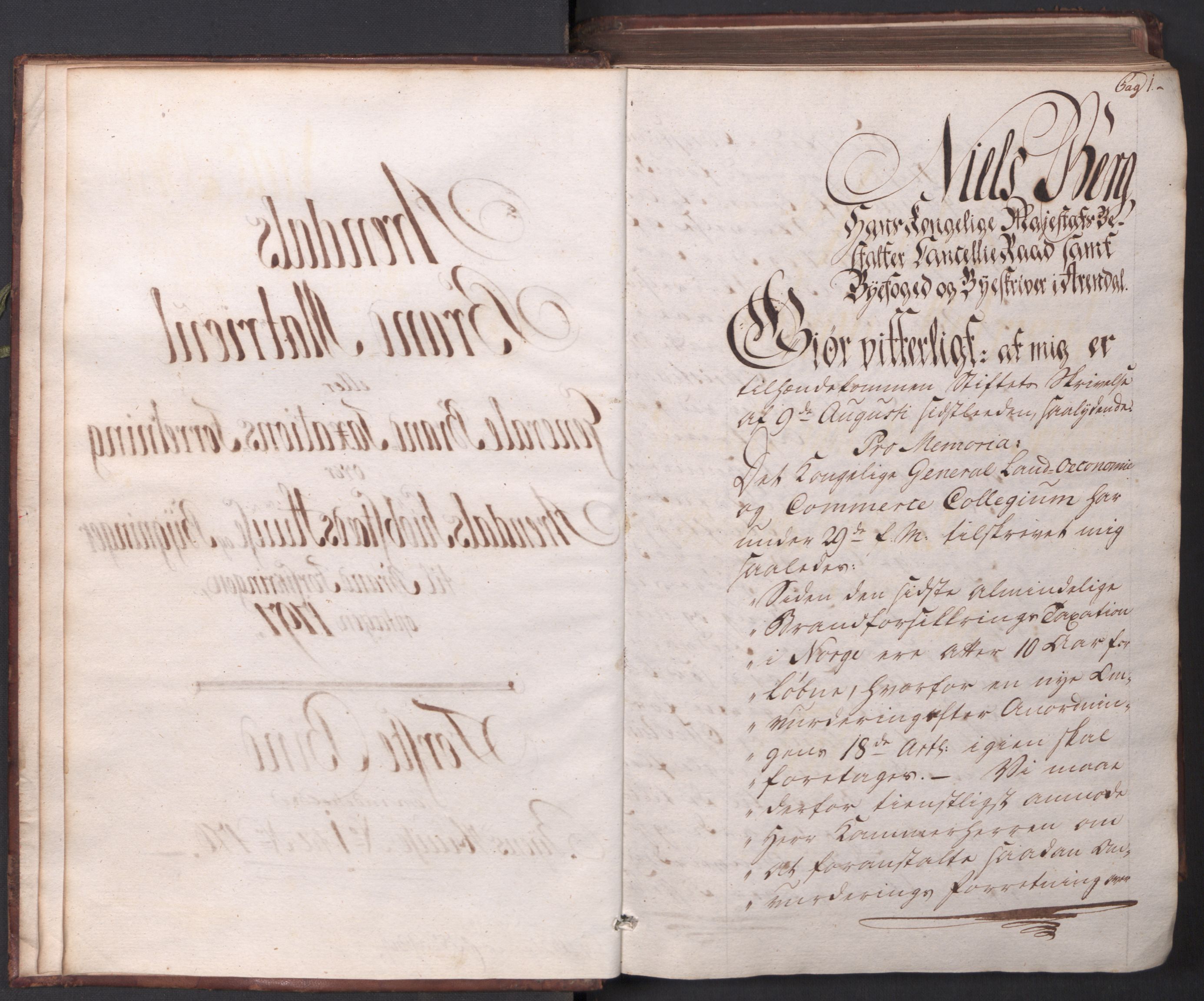 Kommersekollegiet, Brannforsikringskontoret 1767-1814, RA/EA-5458/F/Fa/L0002/0001: Arendal / Branntakstprotokoll, 1797, p. 1