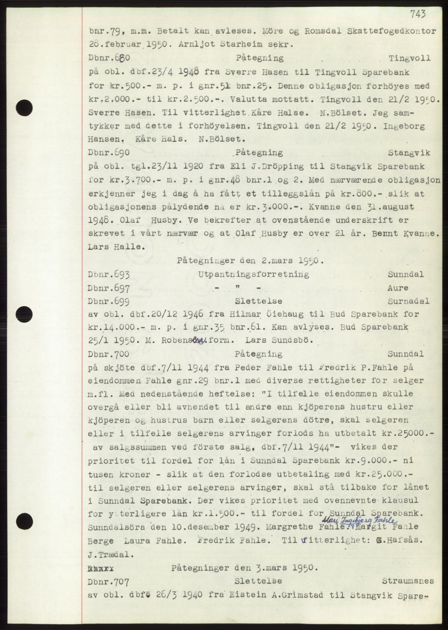 Nordmøre sorenskriveri, SAT/A-4132/1/2/2Ca: Mortgage book no. C82b, 1946-1951, Diary no: : 680/1950