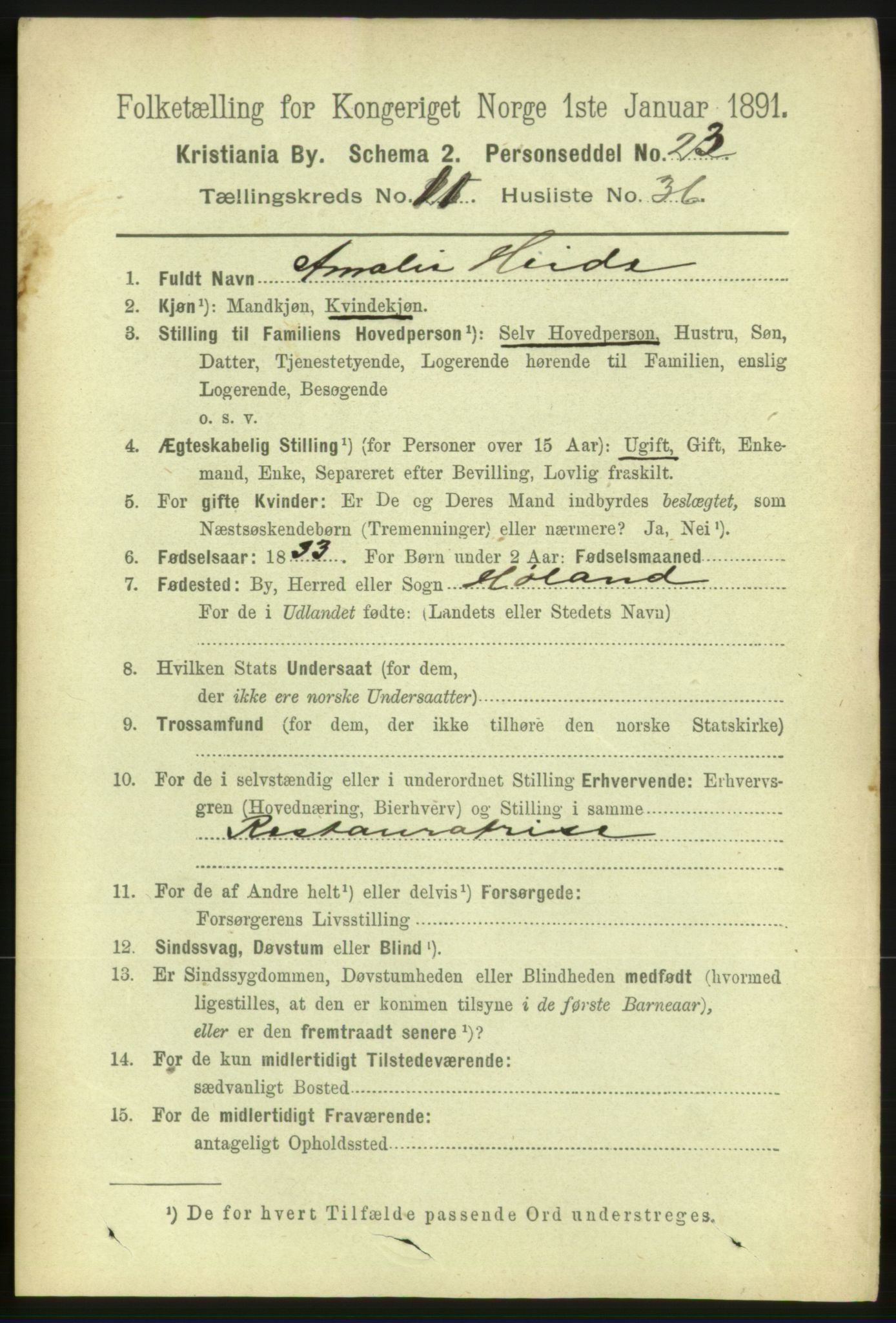 RA, 1891 census for 0301 Kristiania, 1891, p. 5372