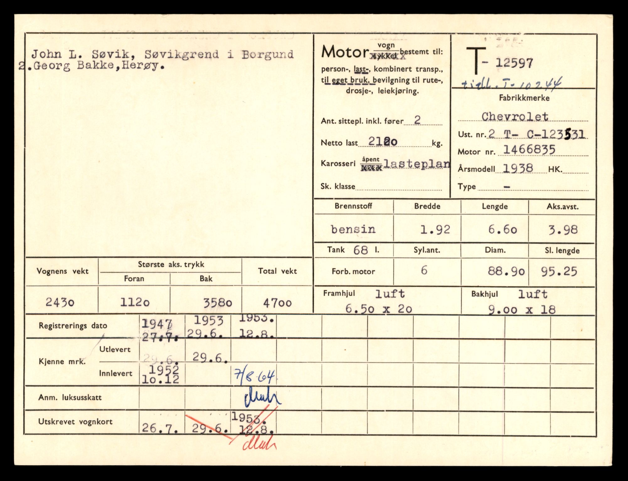 Møre og Romsdal vegkontor - Ålesund trafikkstasjon, AV/SAT-A-4099/F/Fe/L0034: Registreringskort for kjøretøy T 12500 - T 12652, 1927-1998, p. 1890