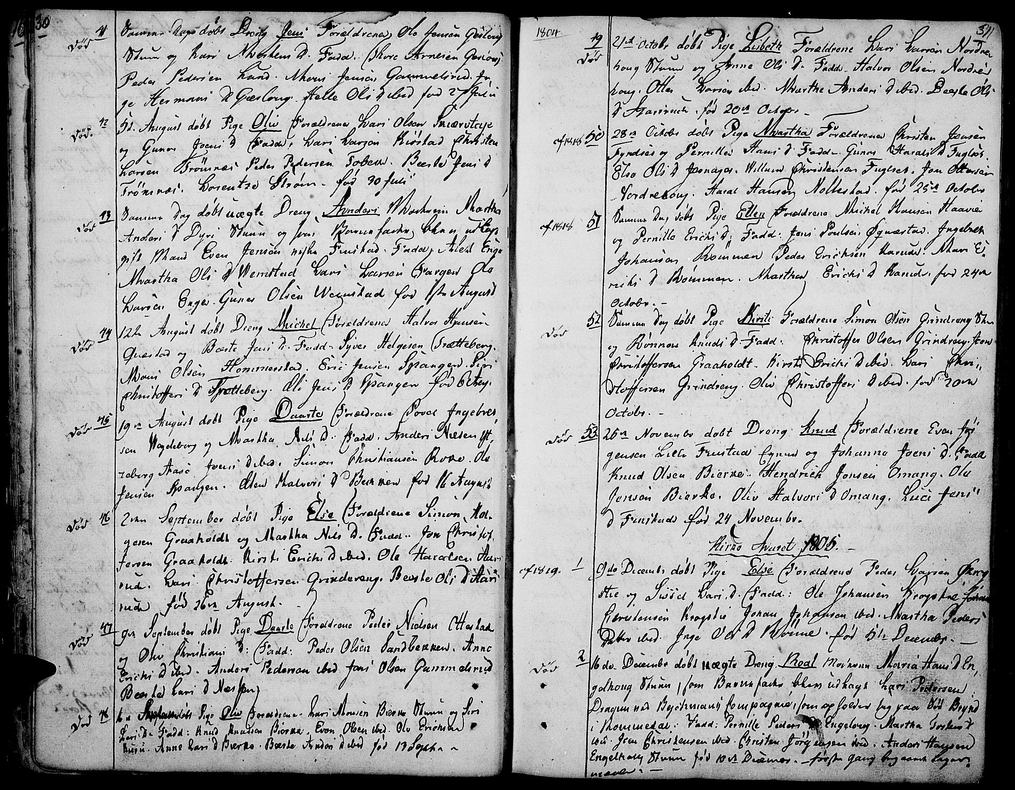 Løten prestekontor, AV/SAH-PREST-022/K/Ka/L0004: Parish register (official) no. 4, 1801-1814, p. 30-31