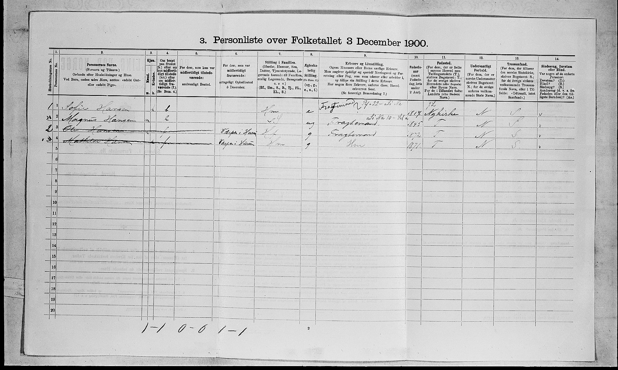 RA, 1900 census for Hurum, 1900, p. 351