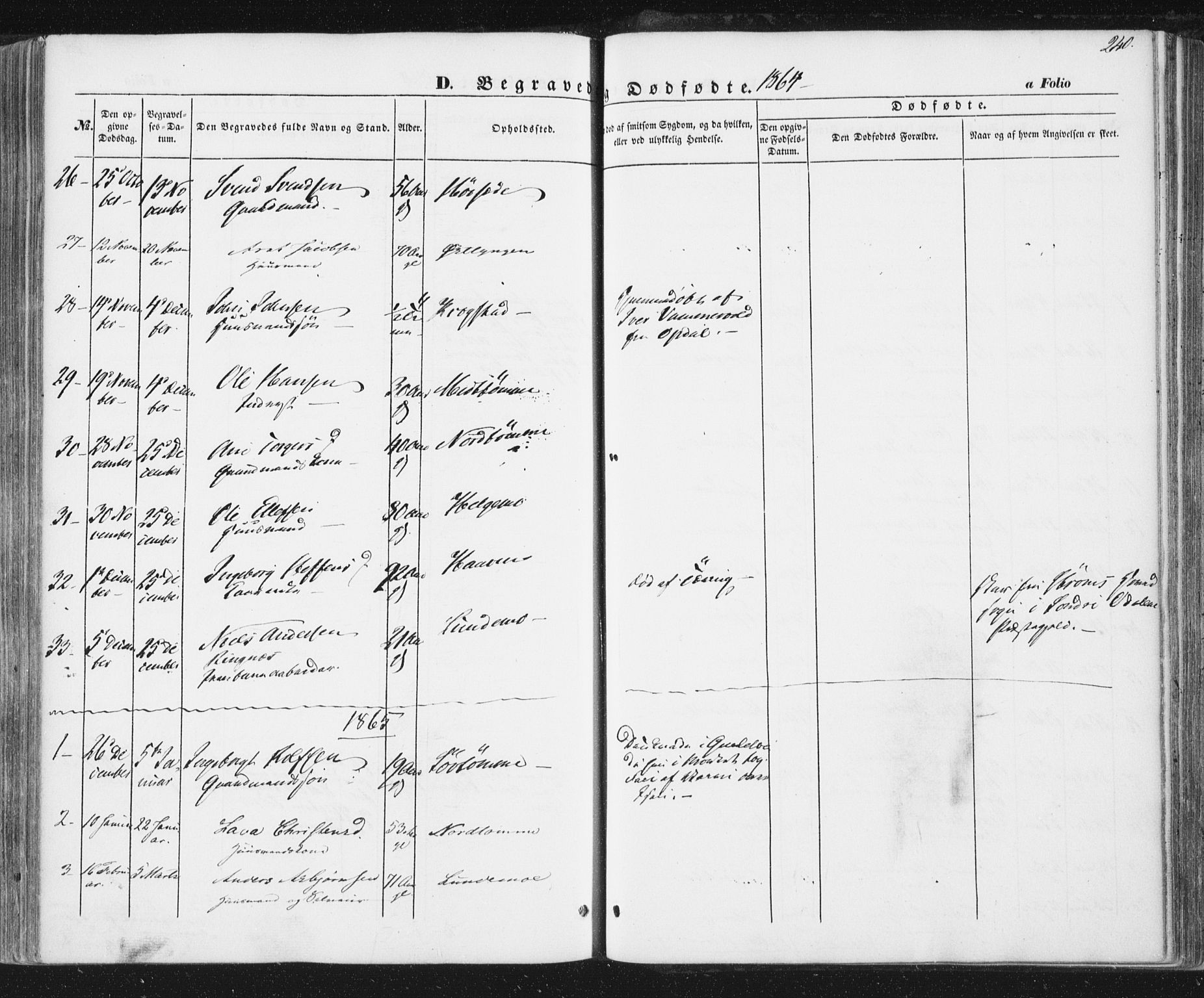 Ministerialprotokoller, klokkerbøker og fødselsregistre - Sør-Trøndelag, SAT/A-1456/692/L1103: Parish register (official) no. 692A03, 1849-1870, p. 240