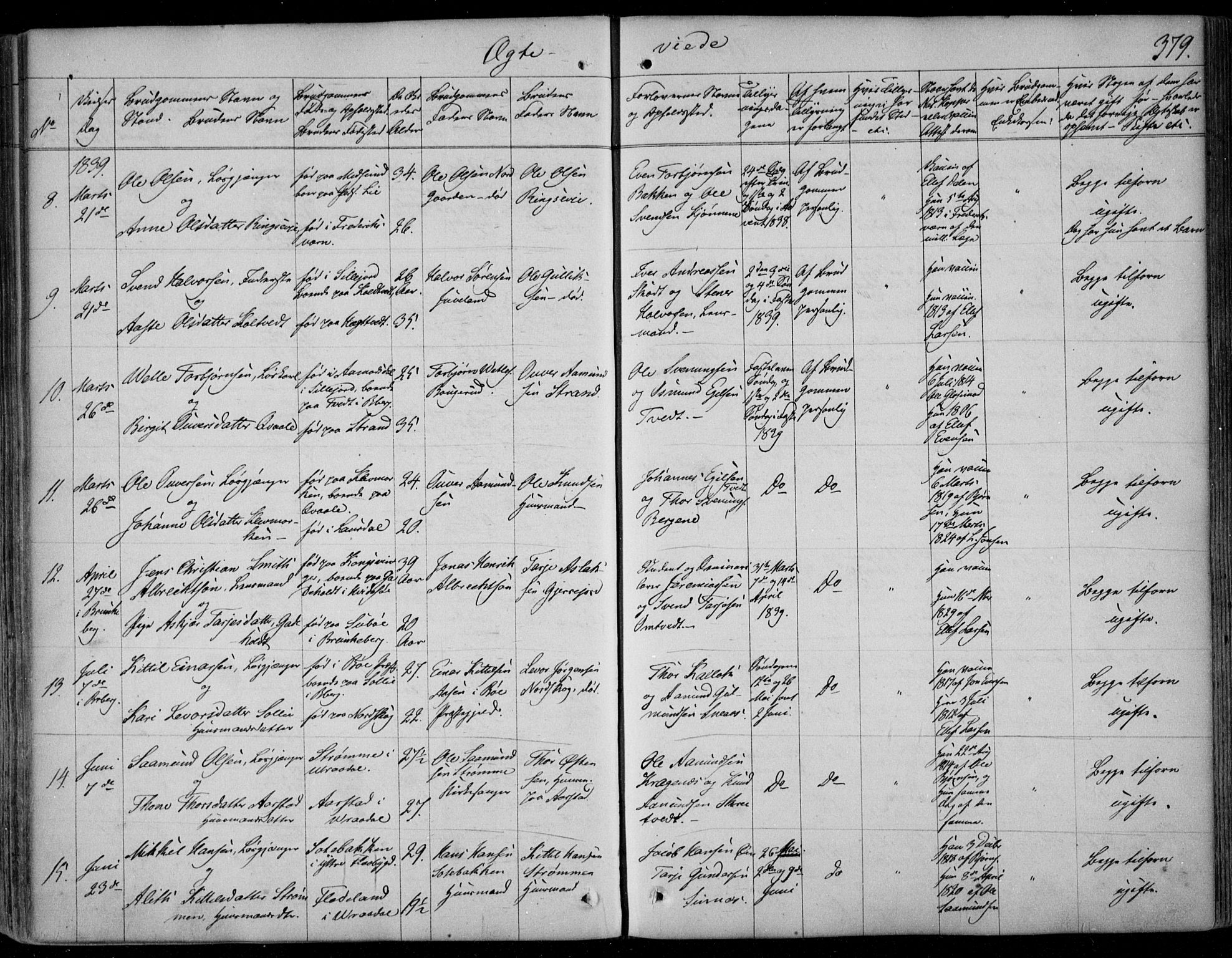 Kviteseid kirkebøker, SAKO/A-276/F/Fa/L0006: Parish register (official) no. I 6, 1836-1858, p. 379