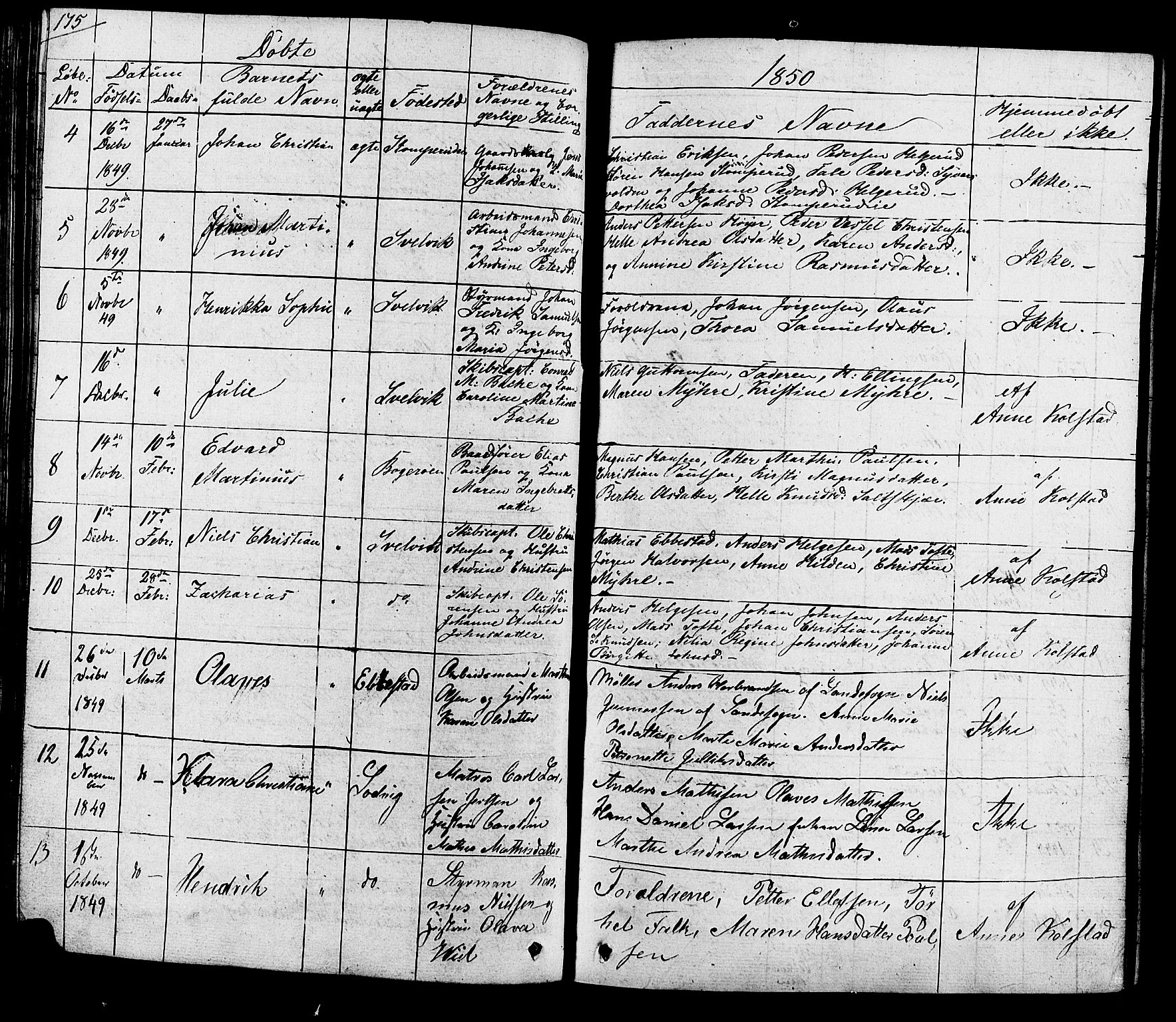 Hurum kirkebøker, AV/SAKO-A-229/G/Ga/L0002: Parish register (copy) no. I 2, 1827-1857, p. 175