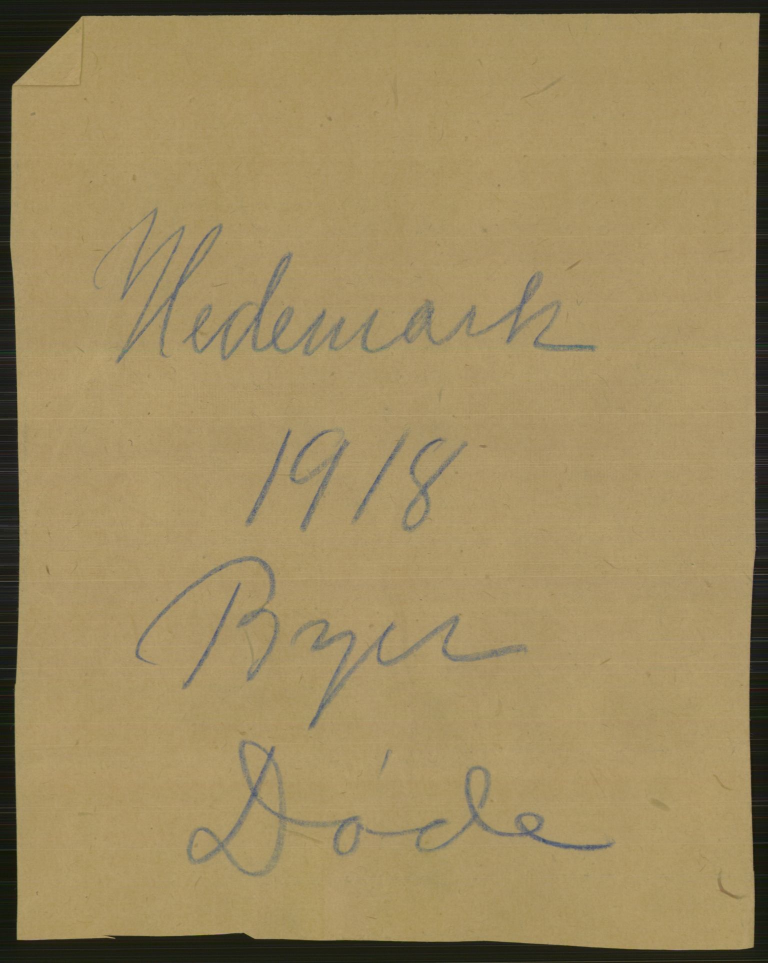 Statistisk sentralbyrå, Sosiodemografiske emner, Befolkning, AV/RA-S-2228/D/Df/Dfb/Dfbh/L0014: Hedemarkens fylke: Døde. Bygder og byer., 1918, p. 1