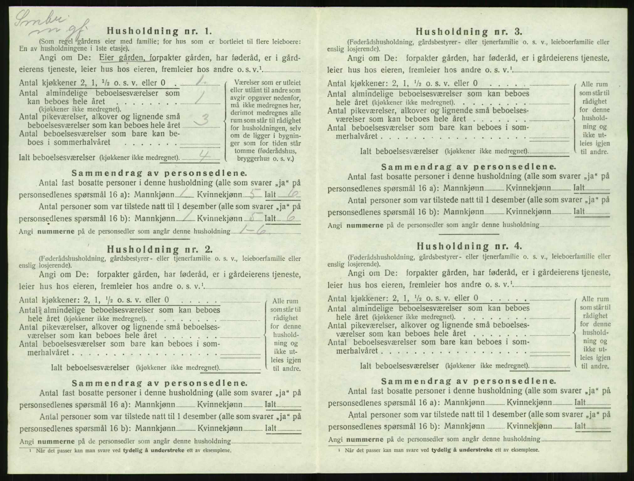 SAT, 1920 census for Stranda, 1920, p. 190