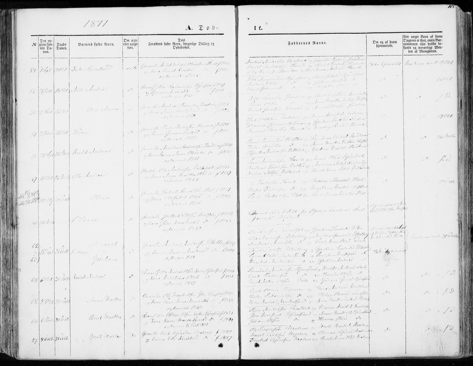 Ministerialprotokoller, klokkerbøker og fødselsregistre - Møre og Romsdal, AV/SAT-A-1454/565/L0748: Parish register (official) no. 565A02, 1845-1872, p. 108