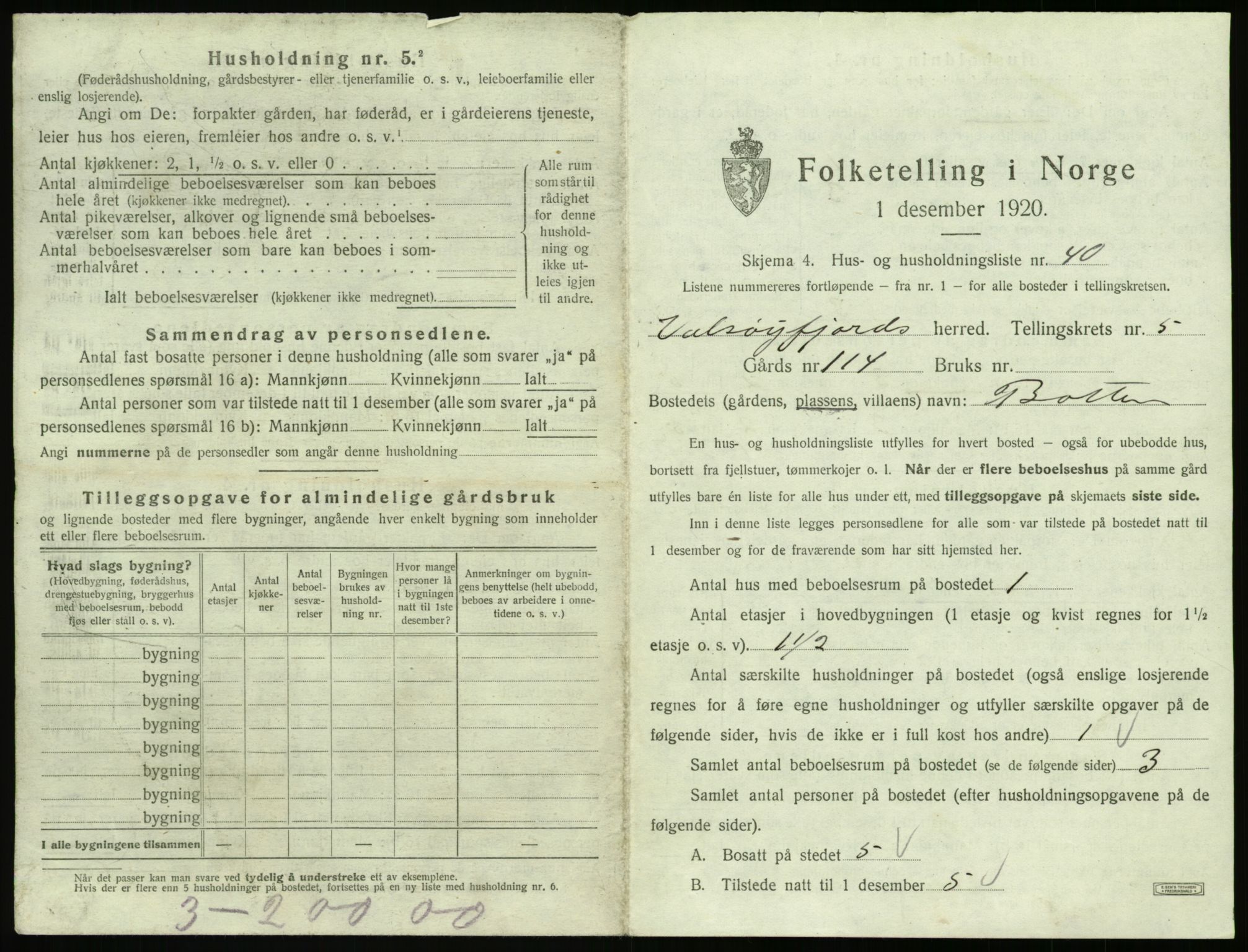 SAT, 1920 census for Valsøyfjord, 1920, p. 391