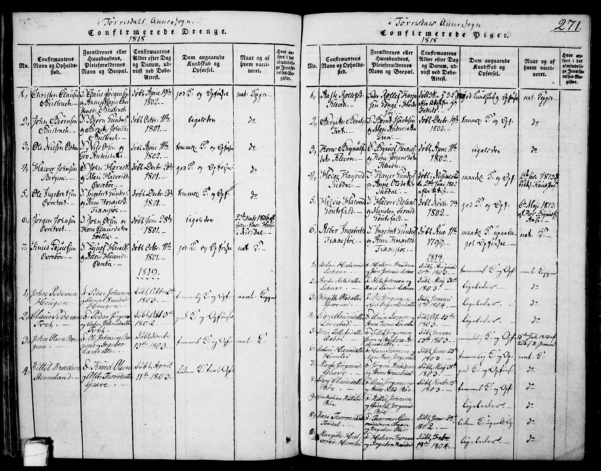 Drangedal kirkebøker, SAKO/A-258/F/Fa/L0005: Parish register (official) no. 5 /2, 1814-1831, p. 271