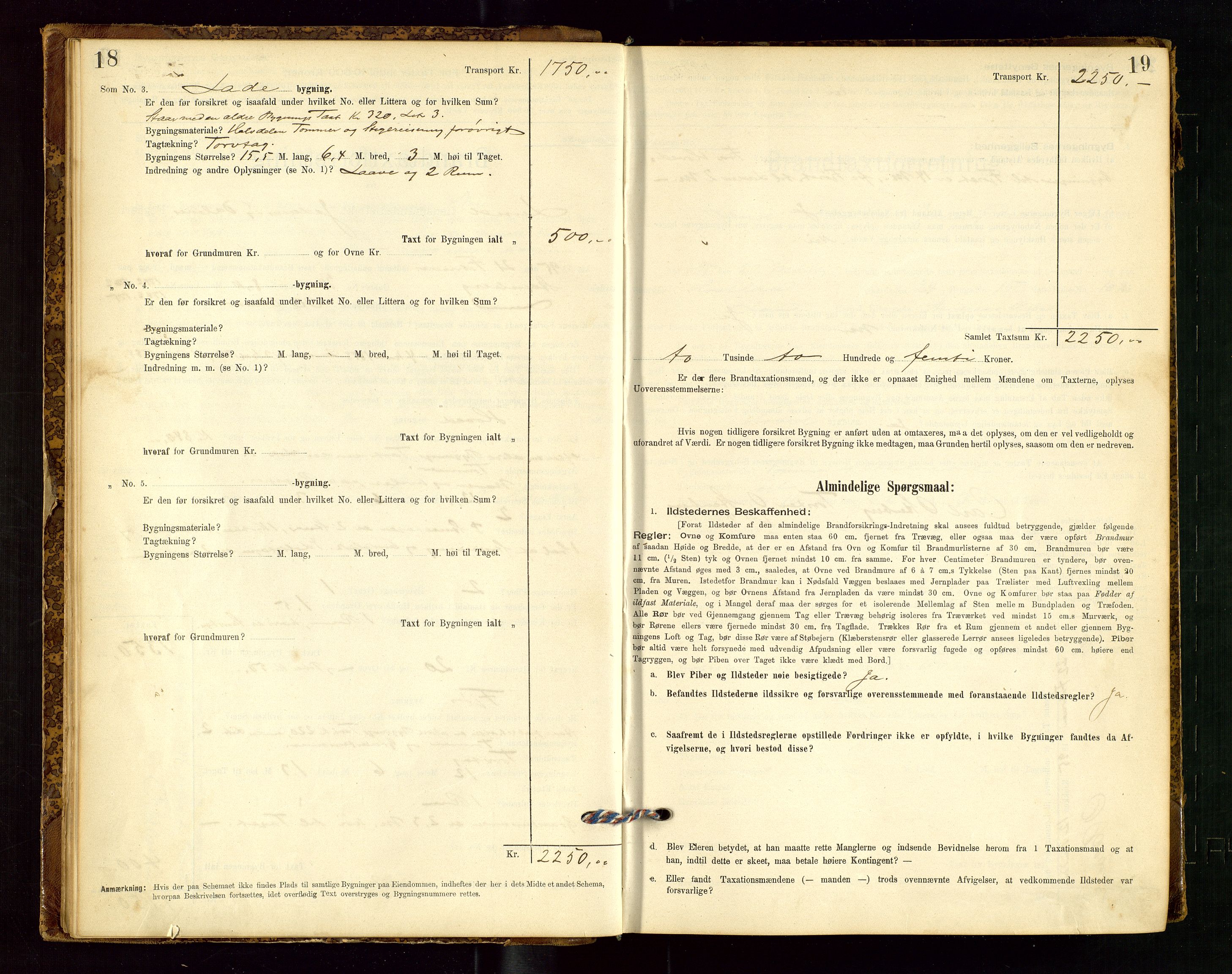 Lund lensmannskontor, AV/SAST-A-100303/Gob/L0001: "Brandtakstprotokol", 1894-1907, p. 18-19