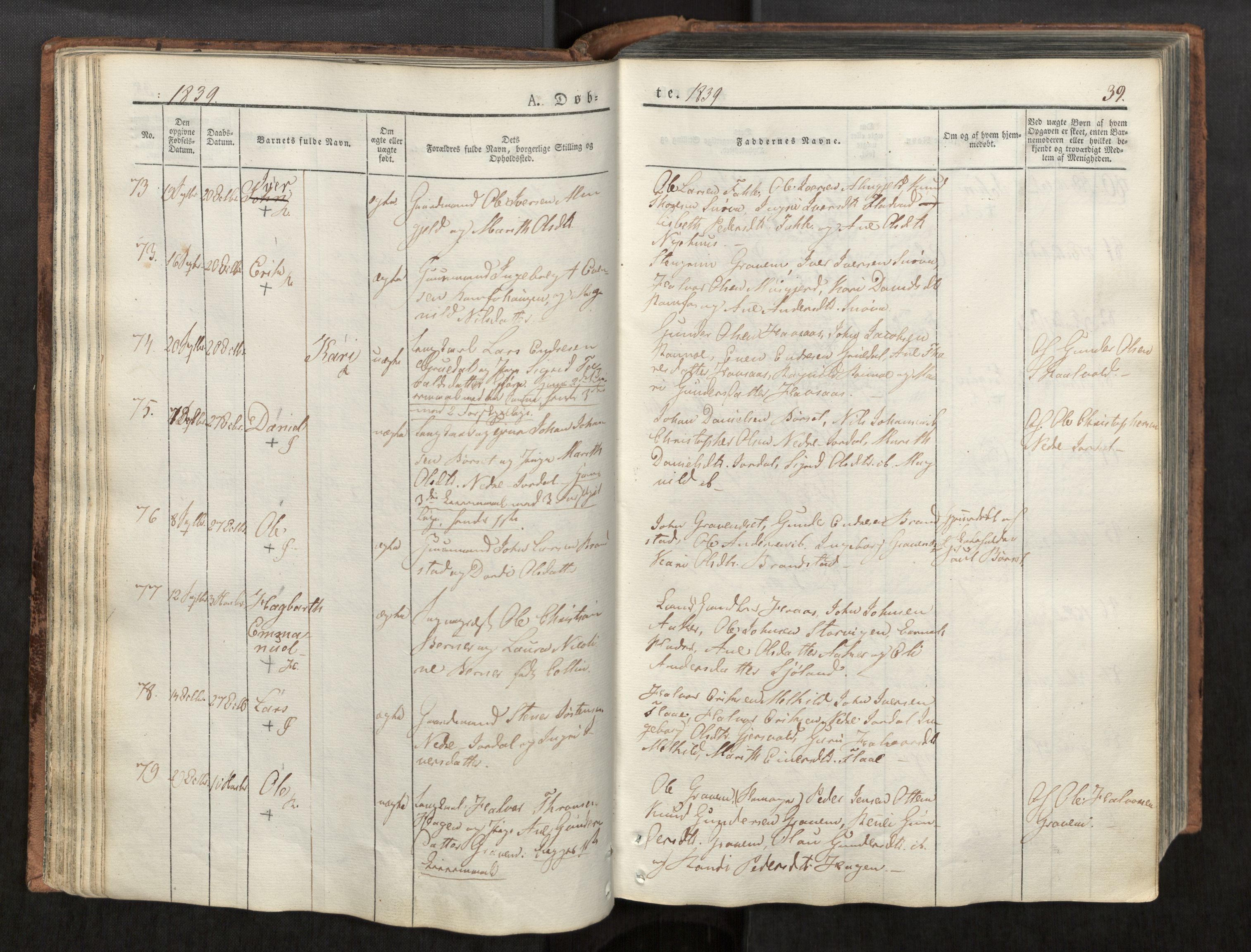 Ministerialprotokoller, klokkerbøker og fødselsregistre - Møre og Romsdal, SAT/A-1454/590/L1012: Parish register (official) no. 590A04, 1832-1846, p. 39