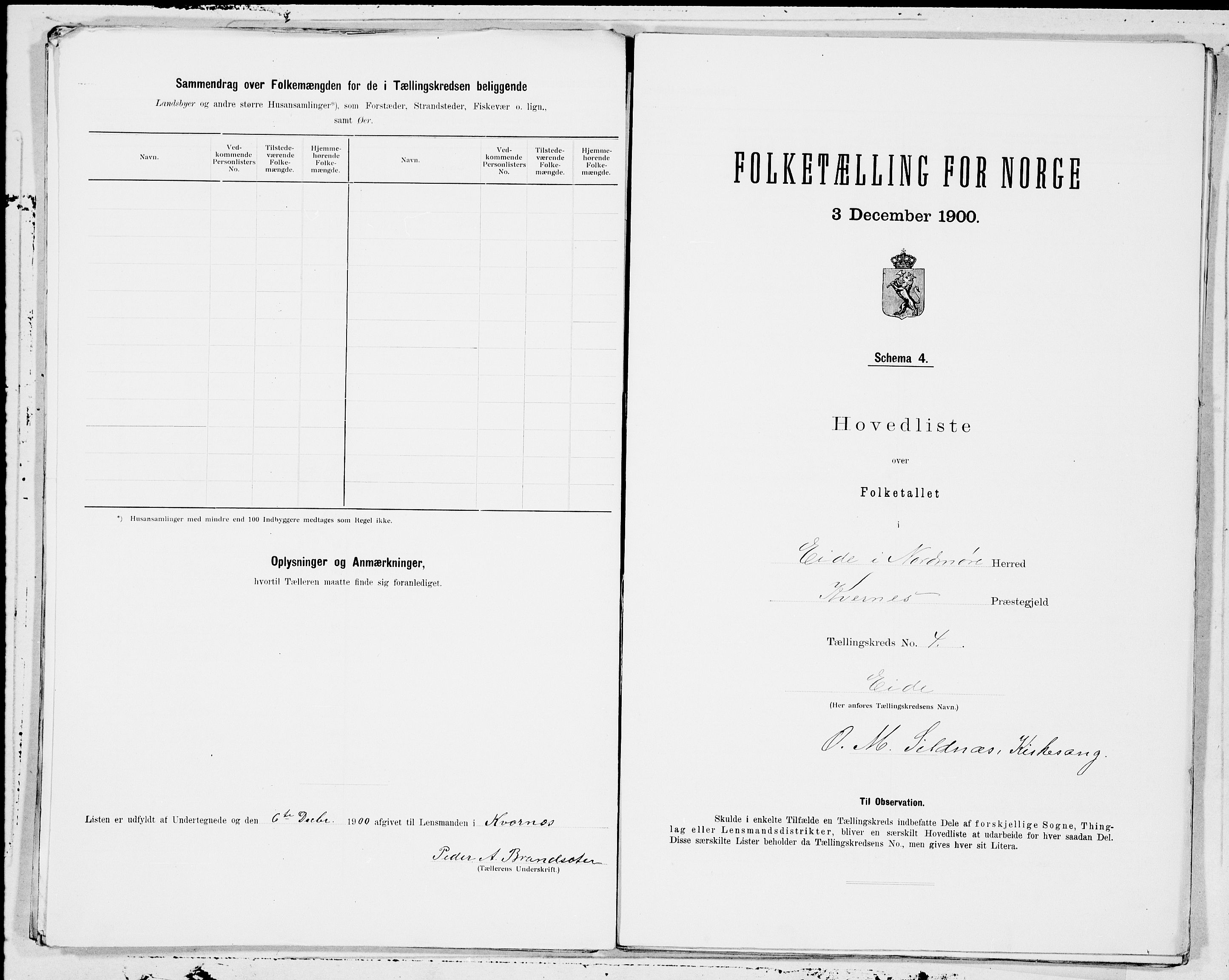 SAT, 1900 census for Eide, 1900, p. 8