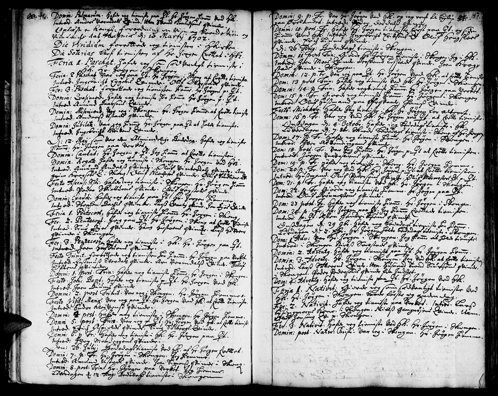 Ministerialprotokoller, klokkerbøker og fødselsregistre - Sør-Trøndelag, SAT/A-1456/668/L0801: Parish register (official) no. 668A01, 1695-1716, p. 46-47