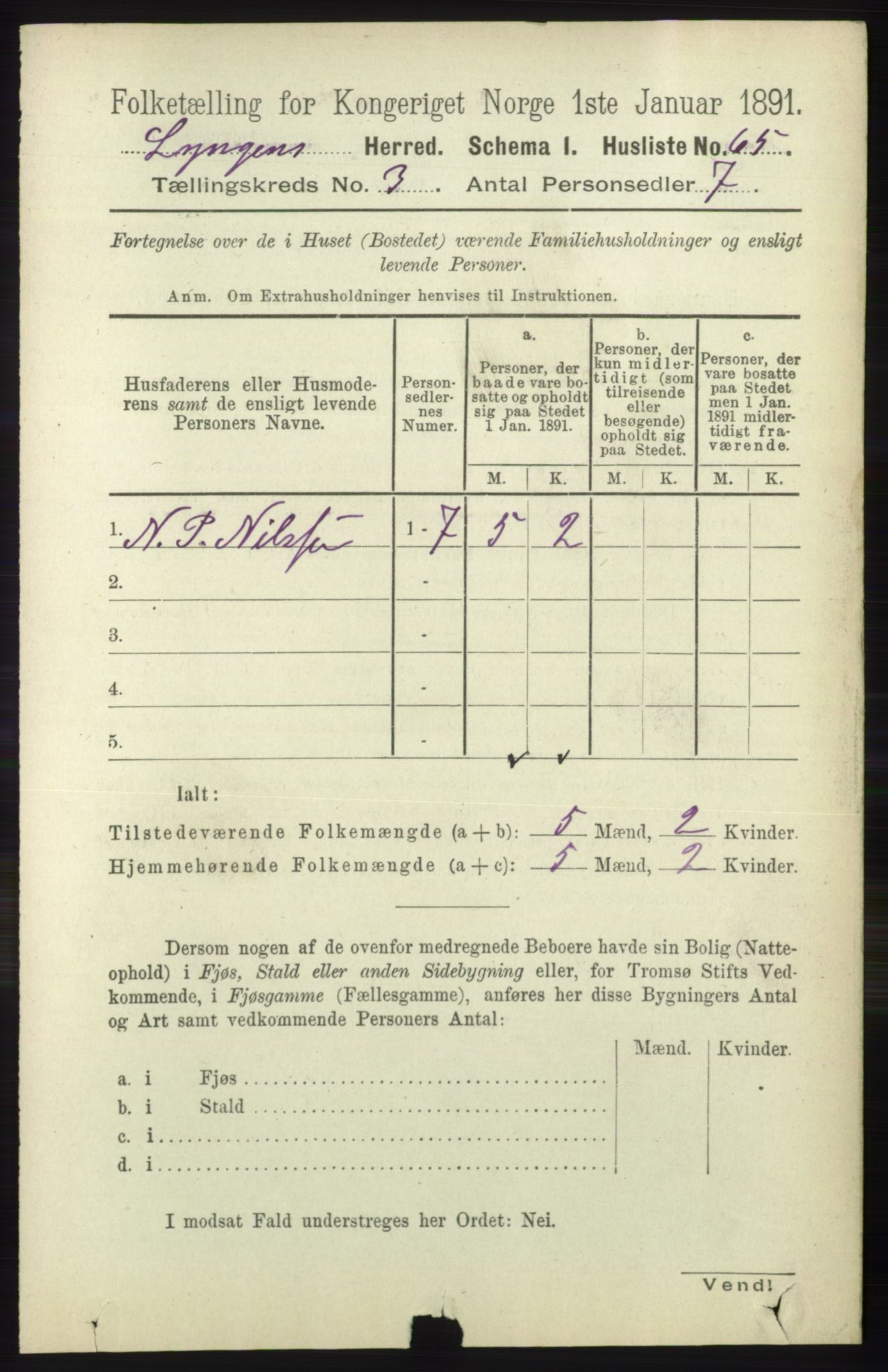 RA, 1891 census for 1938 Lyngen, 1891, p. 3134
