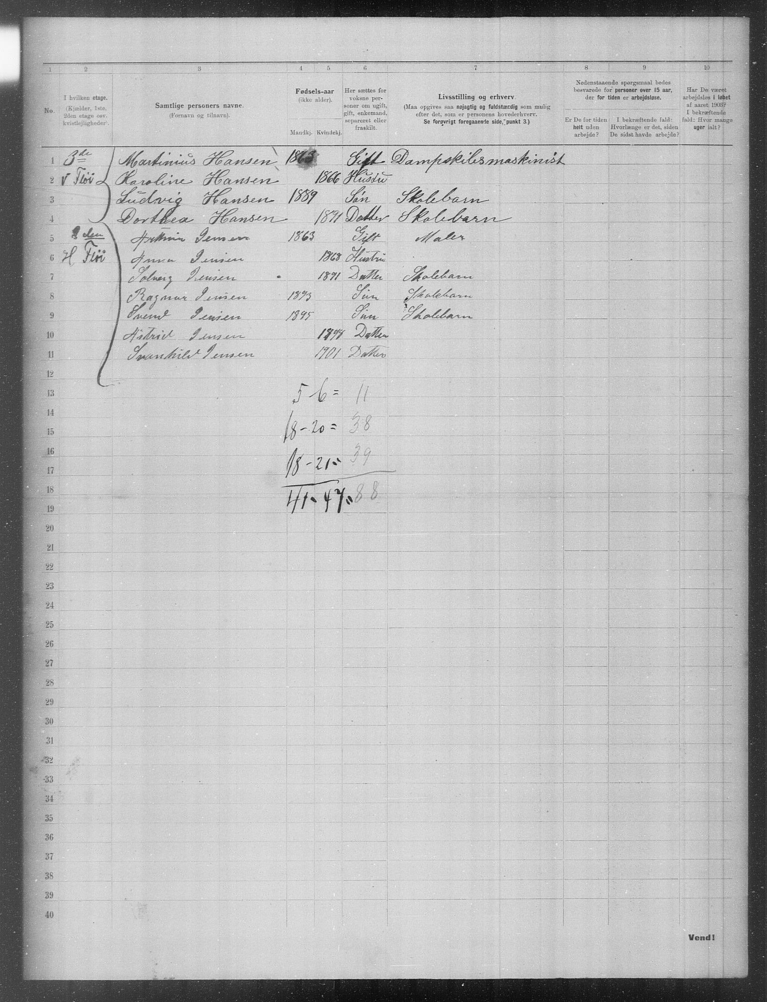 OBA, Municipal Census 1903 for Kristiania, 1903, p. 13651