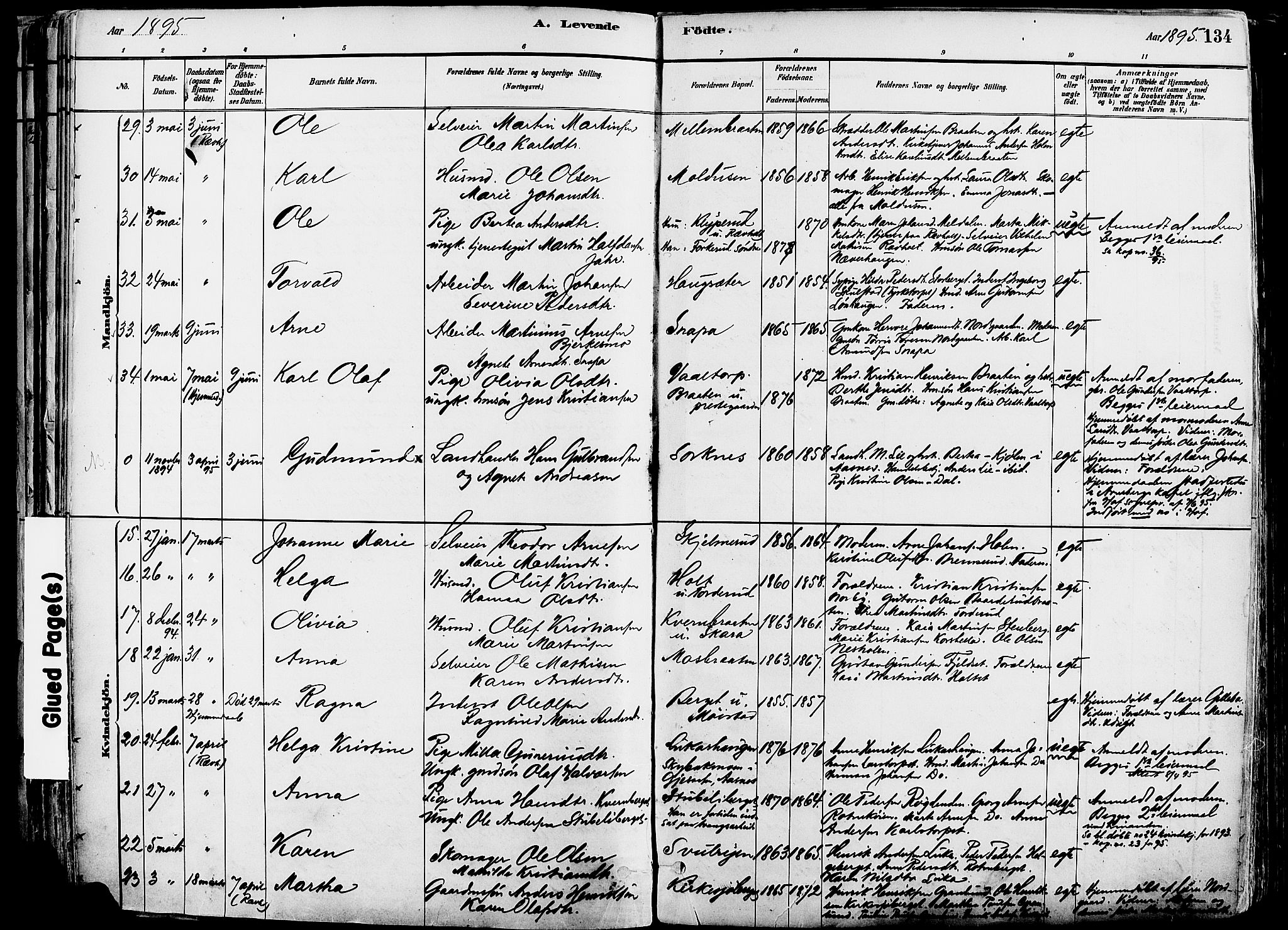 Grue prestekontor, SAH/PREST-036/H/Ha/Haa/L0012: Parish register (official) no. 12, 1881-1897, p. 134