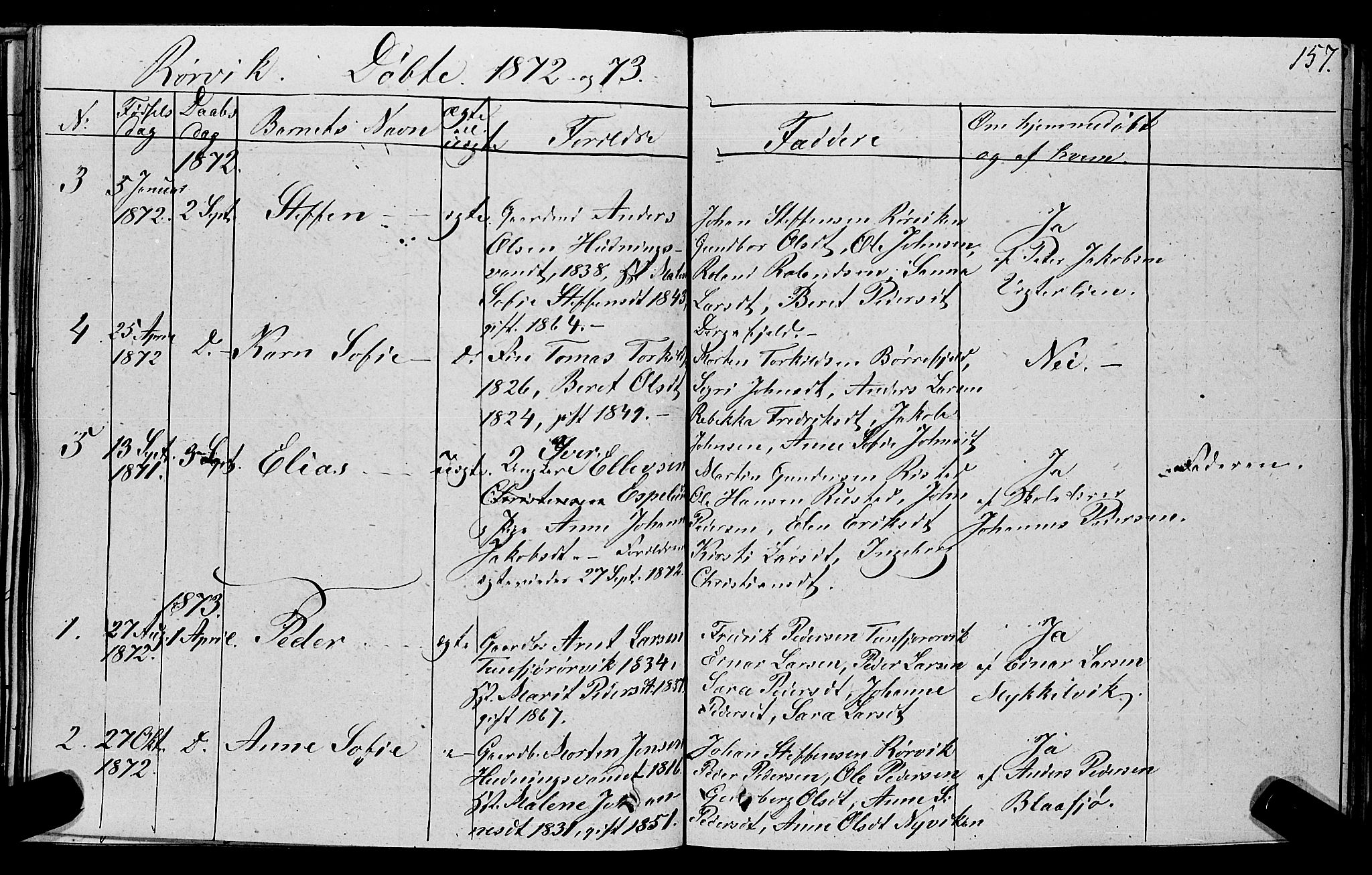 Ministerialprotokoller, klokkerbøker og fødselsregistre - Nord-Trøndelag, SAT/A-1458/762/L0538: Parish register (official) no. 762A02 /1, 1833-1879, p. 157