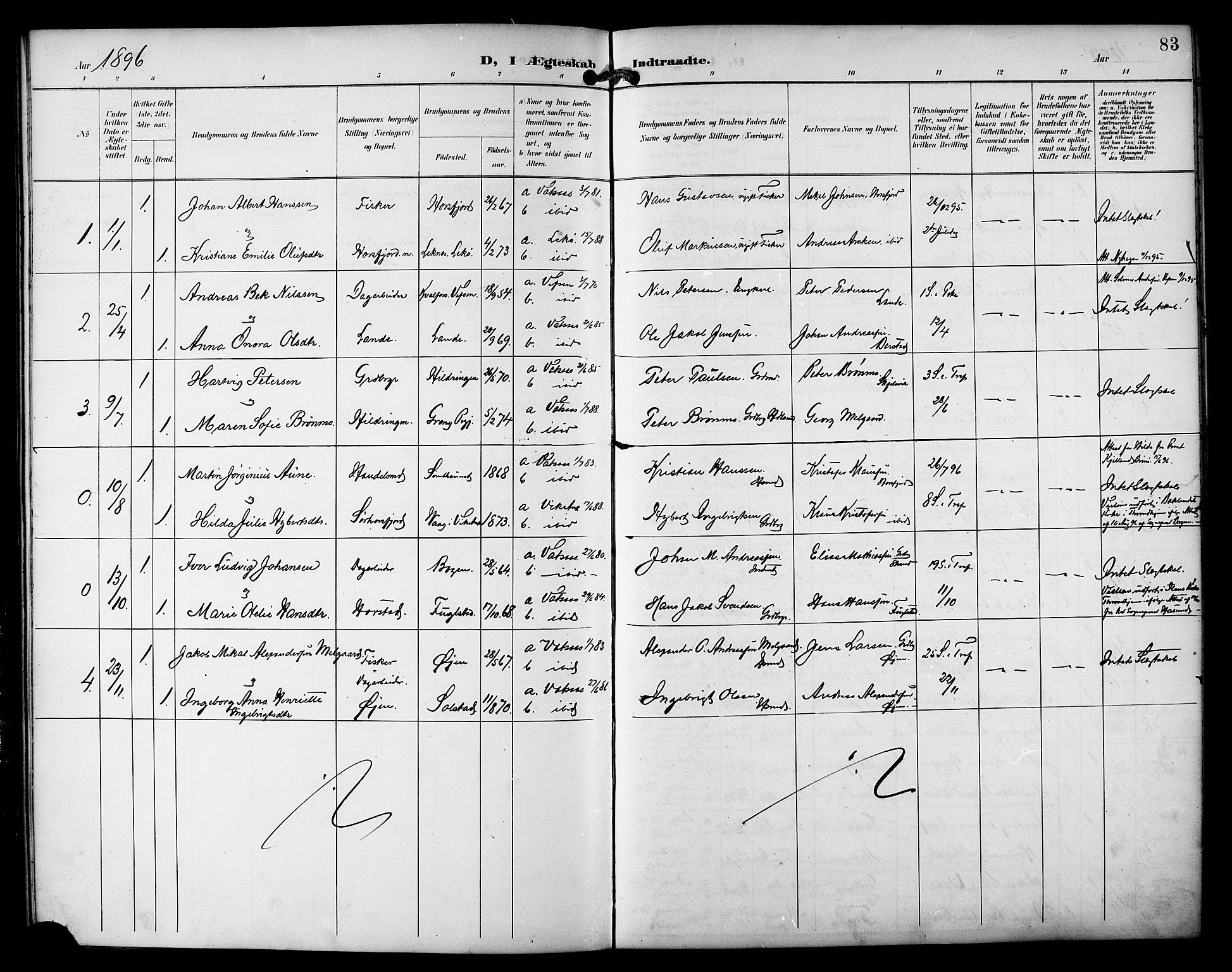 Ministerialprotokoller, klokkerbøker og fødselsregistre - Nordland, AV/SAT-A-1459/810/L0152: Parish register (official) no. 810A11, 1895-1899, p. 83